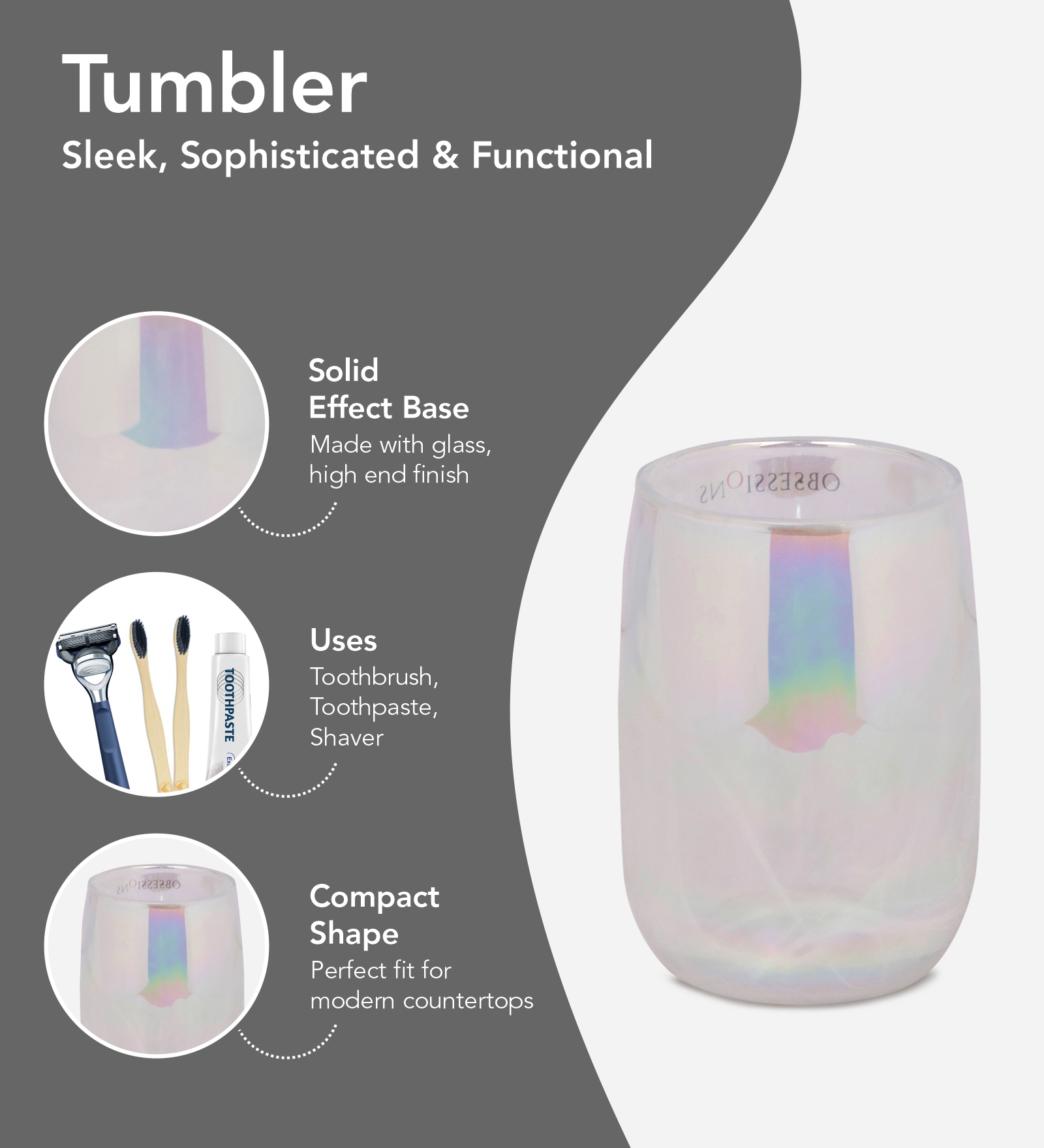 Prism 2 Glass Bath Set Off White