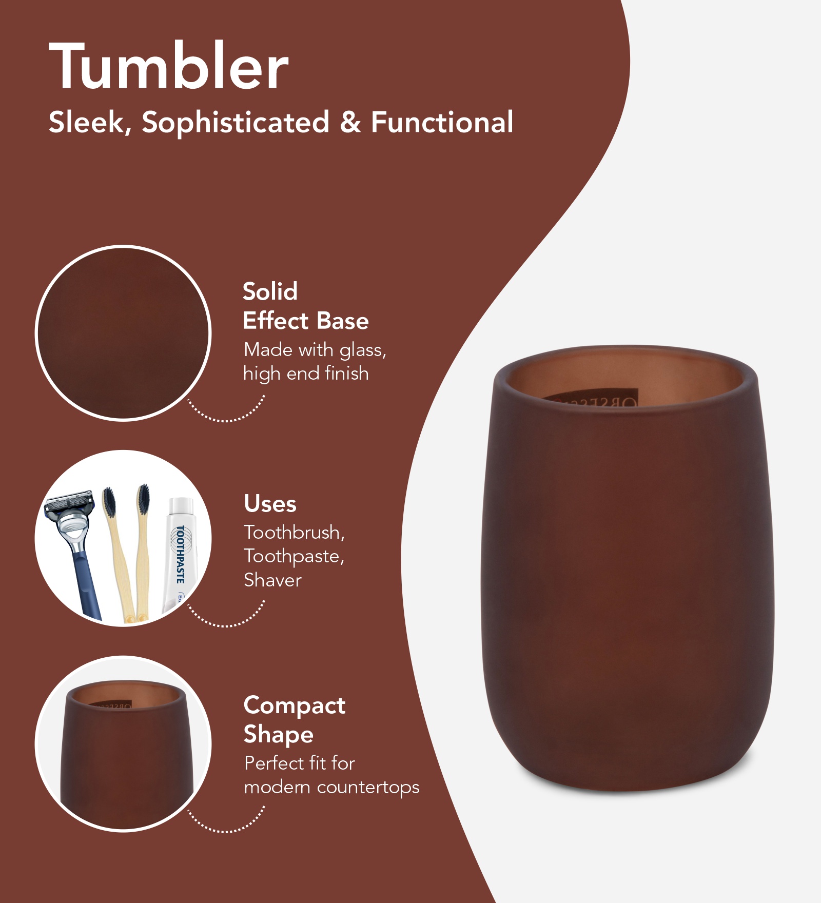 Prism 2 Glass Bath Set Brown