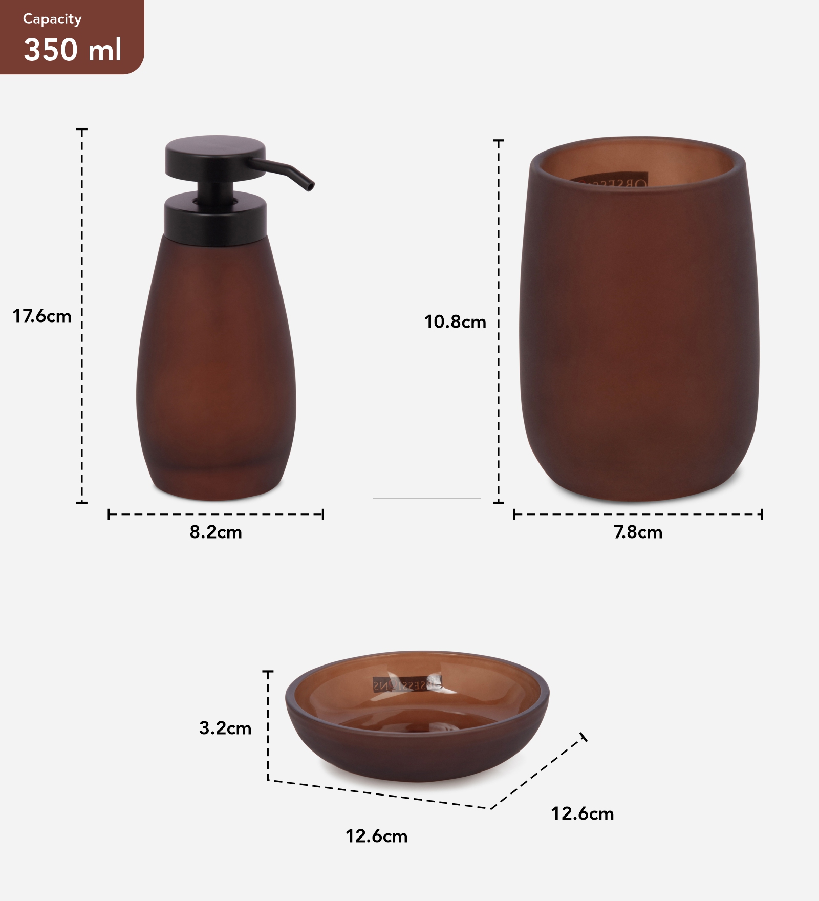 Prism 2 Glass Bath Set Brown