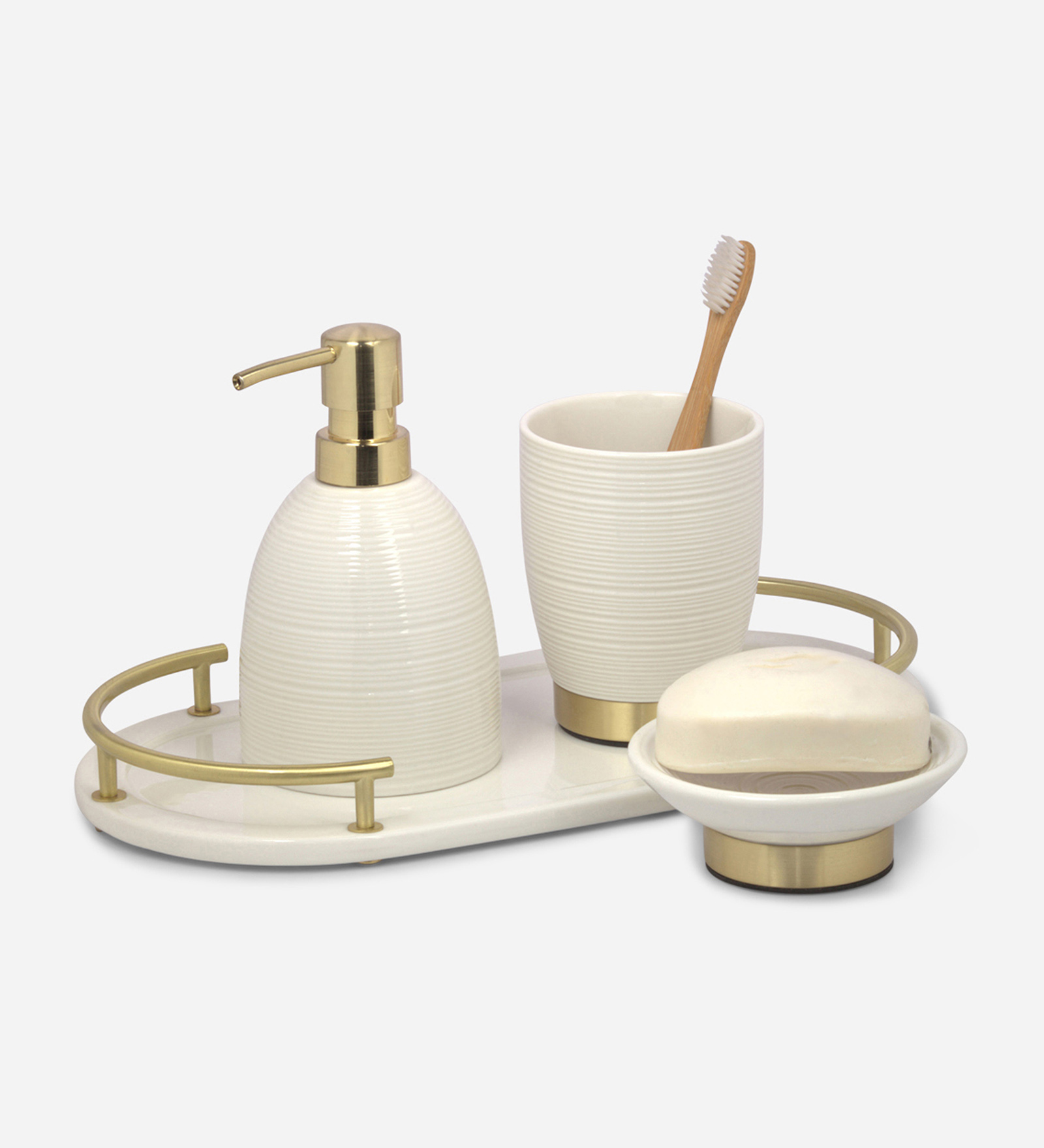 Earth 2 Ceramic Bath Set White