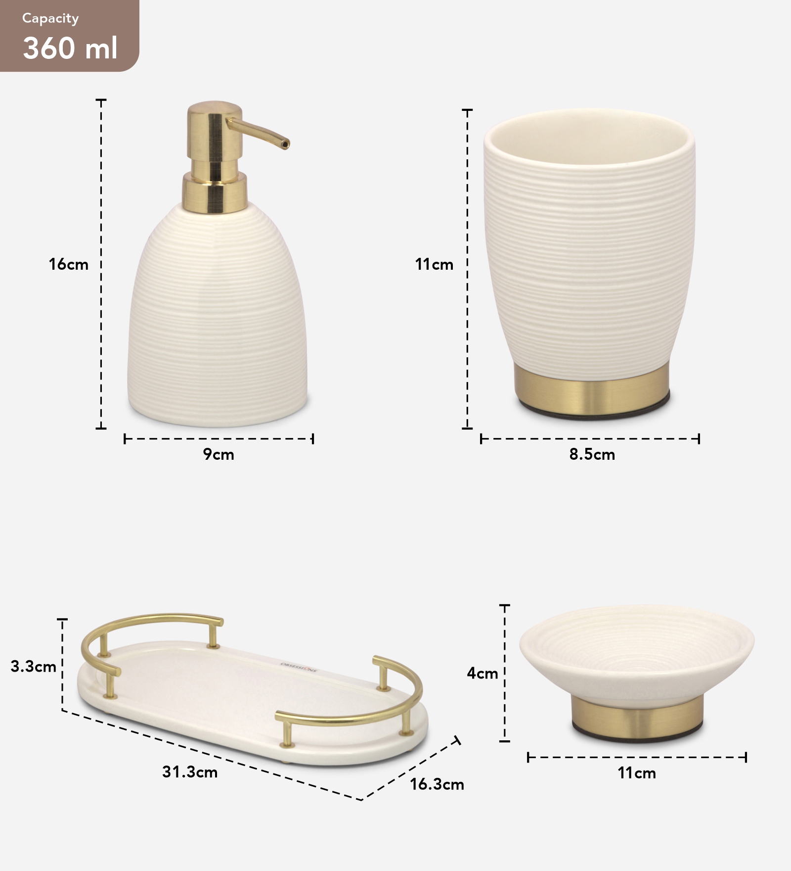 Earth 2 Ceramic Bath Set White