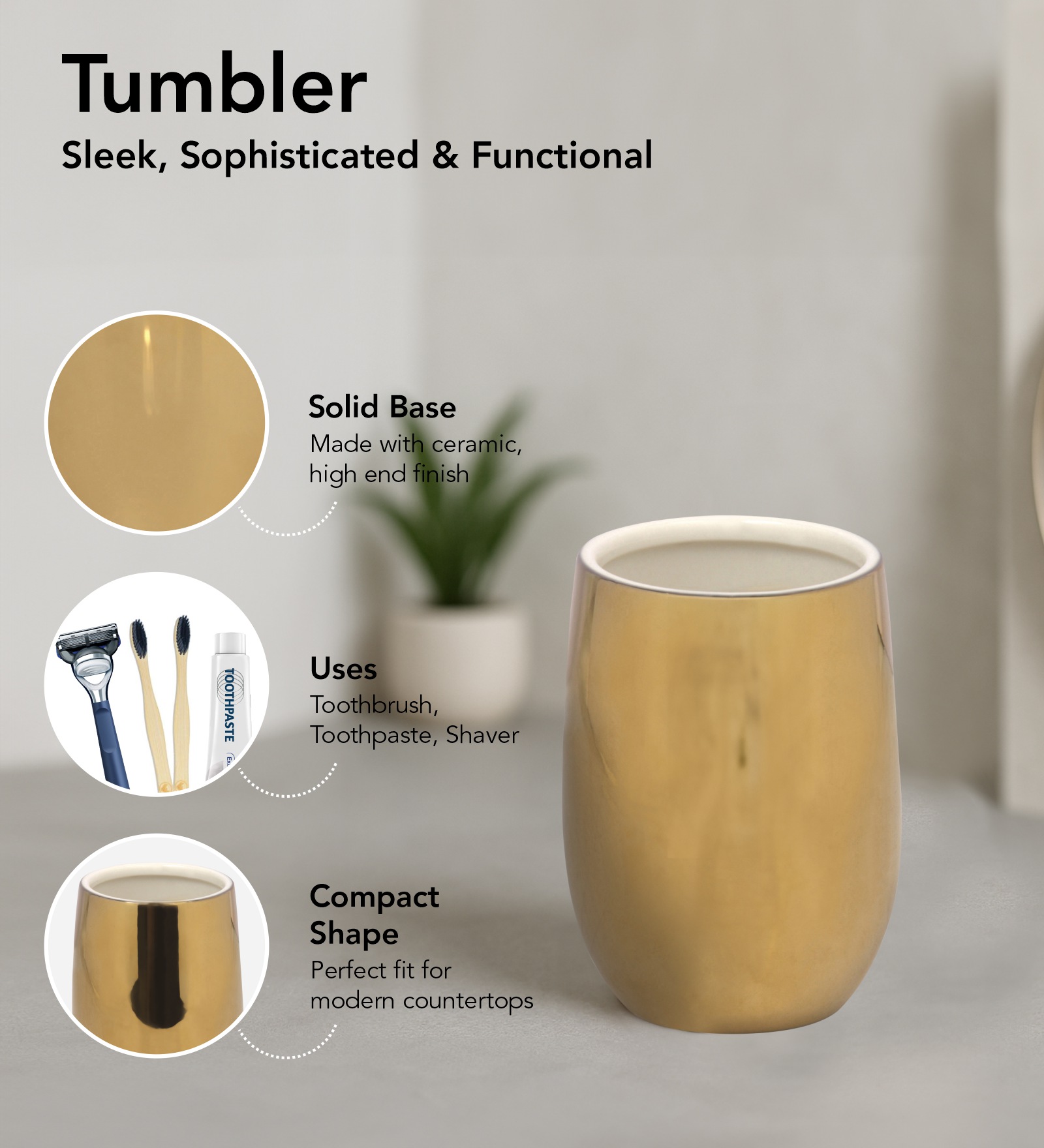 Earth 2 Ceramic Bath Set Gold