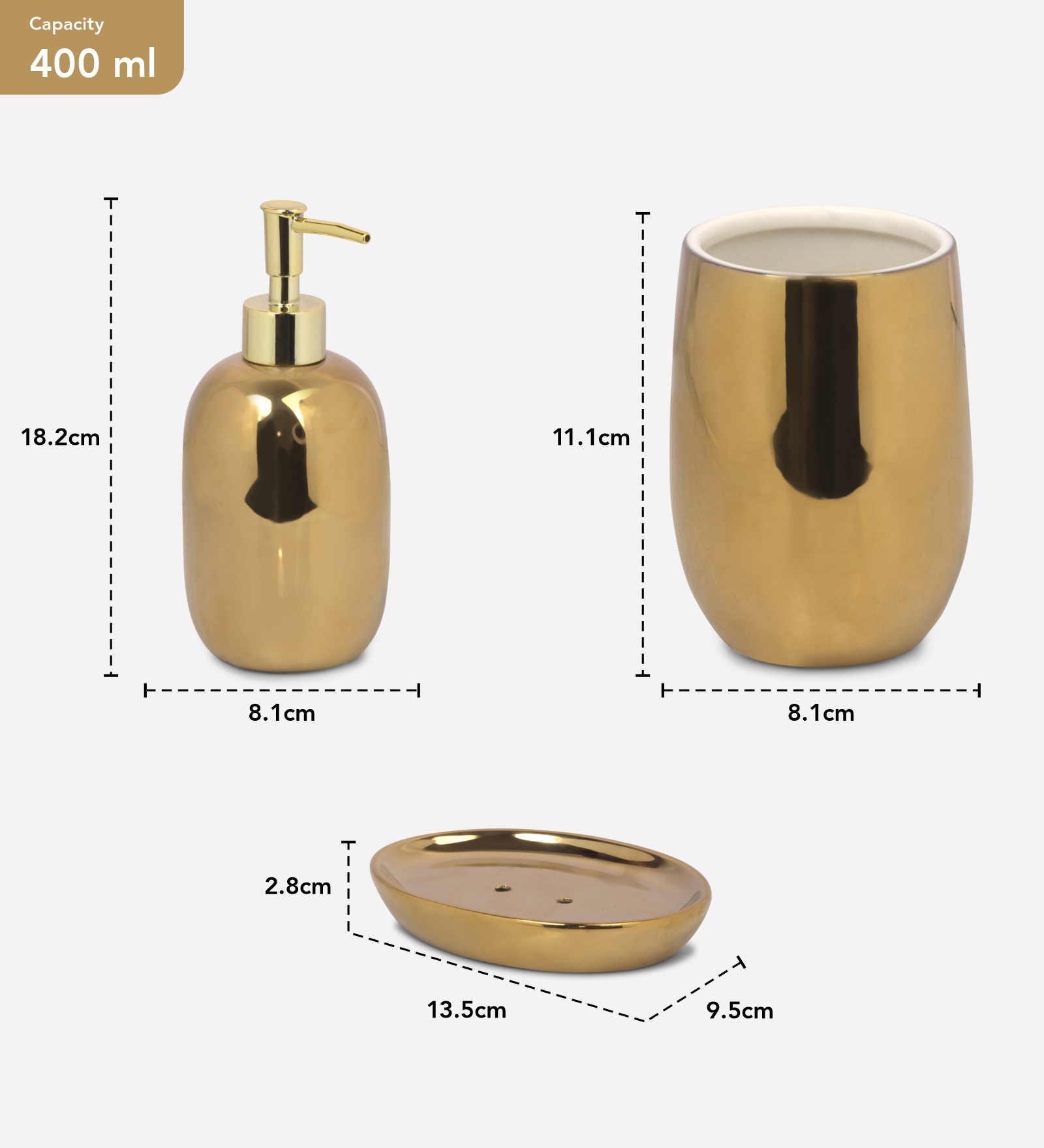 Earth 2 Ceramic Bath Set Gold