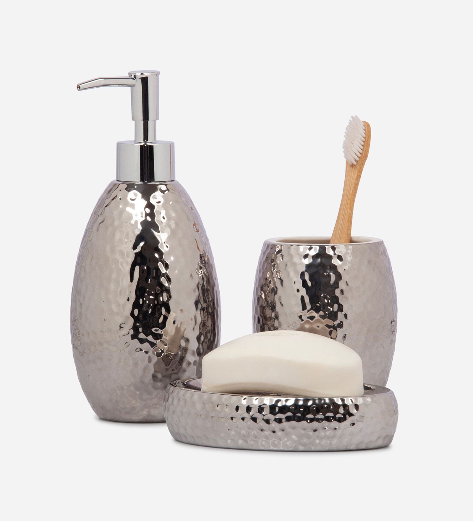 Earth 2 Ceramic Bath Set Silver