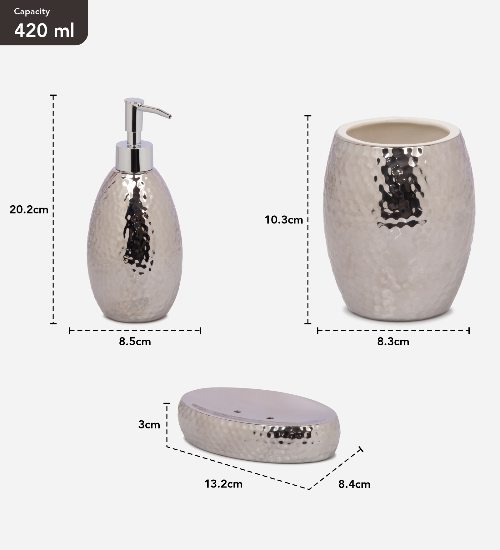 Earth 2 Ceramic Bath Set Silver