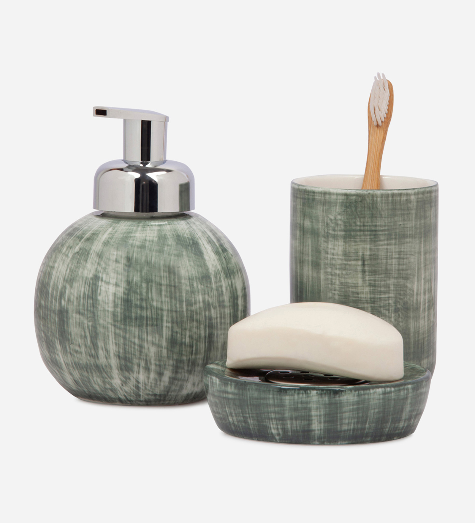 Earth 2 Ceramic Bath Set Olive