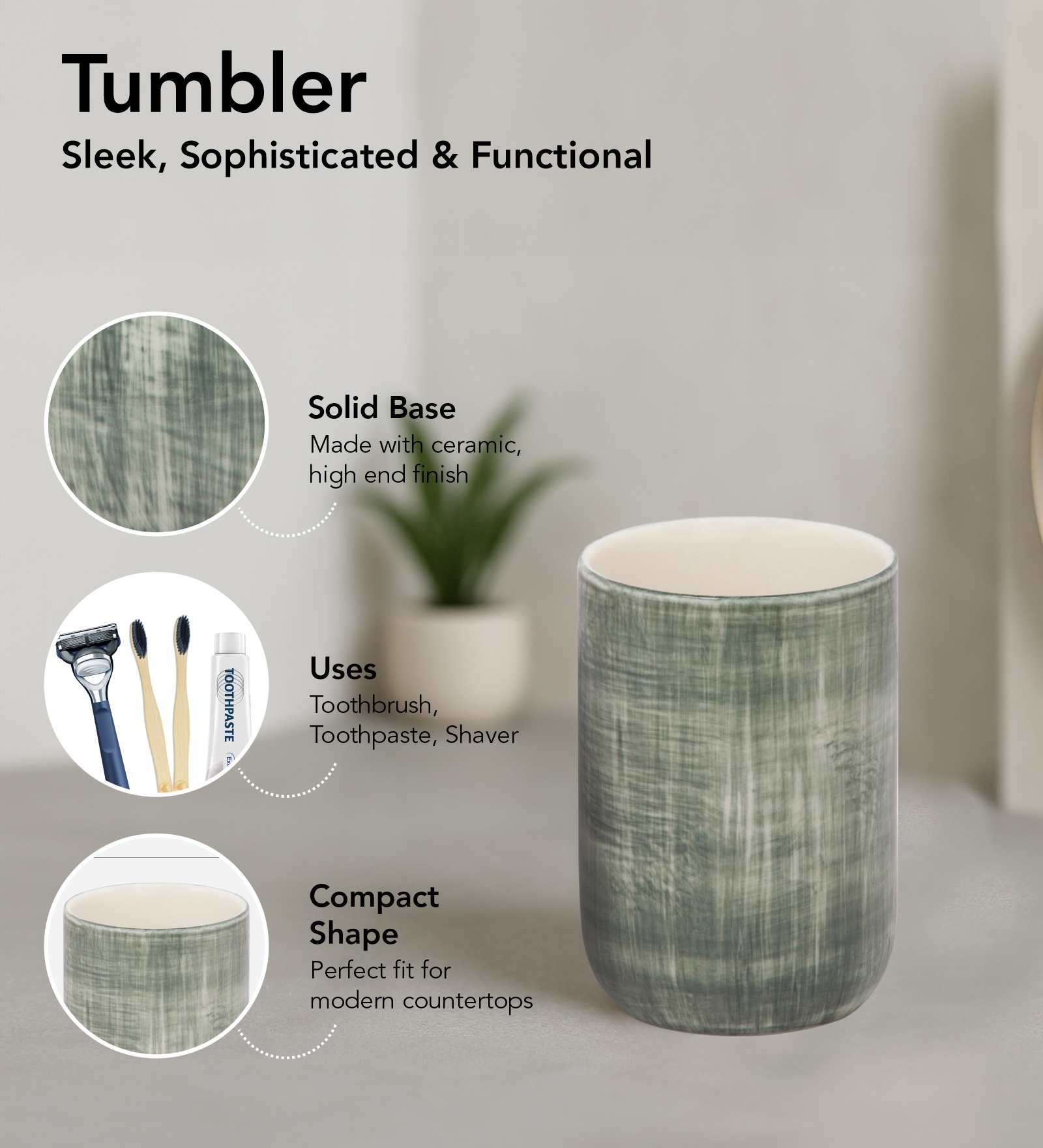 Earth 2 Ceramic Bath Set Olive