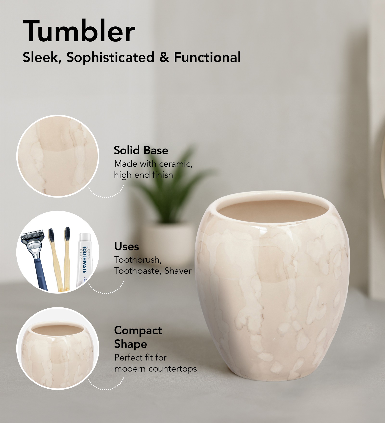 Earth 2 Ceramic Bath Set Cream