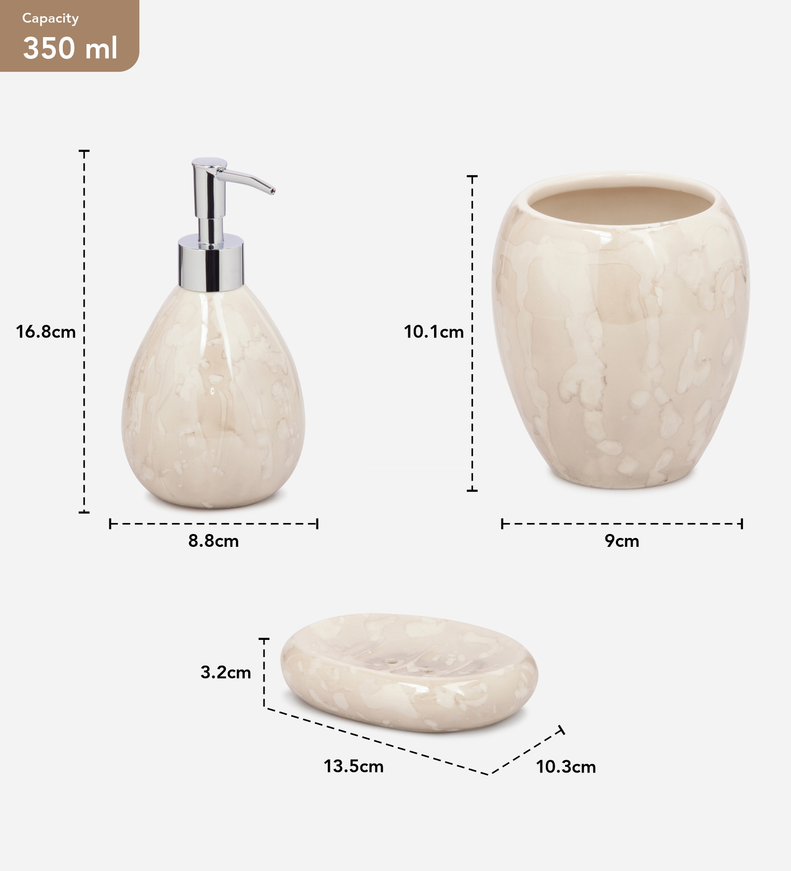 Earth 2 Ceramic Bath Set Cream