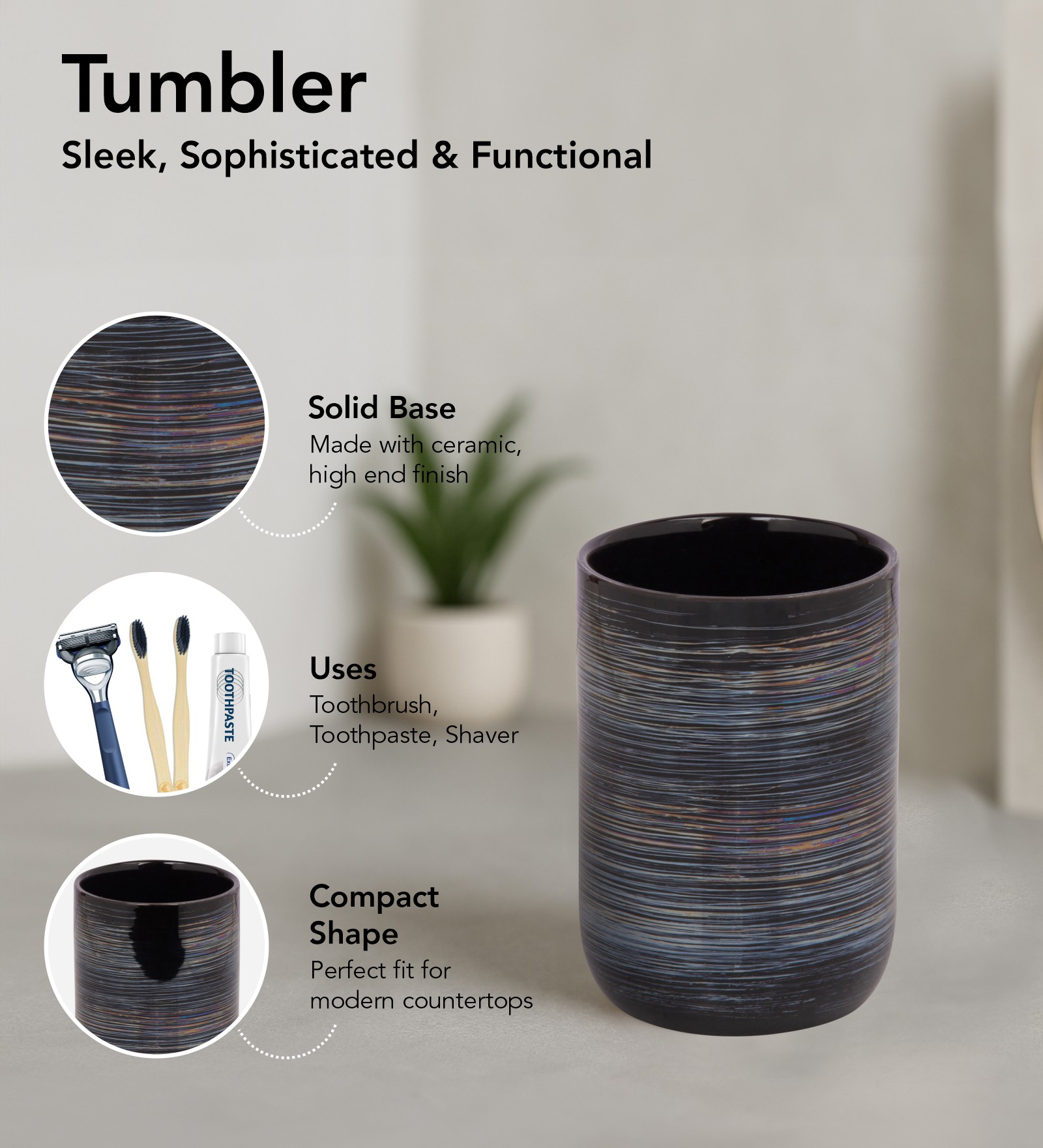 Earth 2 Ceramic Bath Set Black