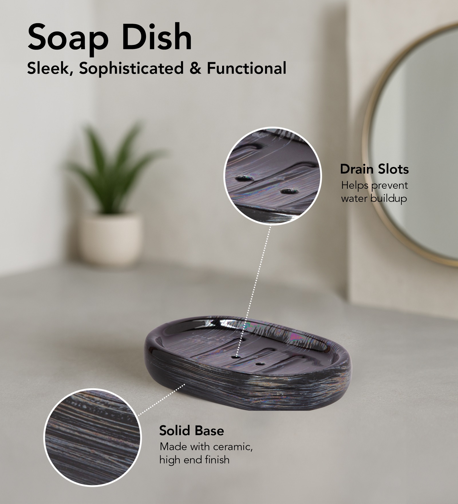 Earth 2 Ceramic Bath Set Black