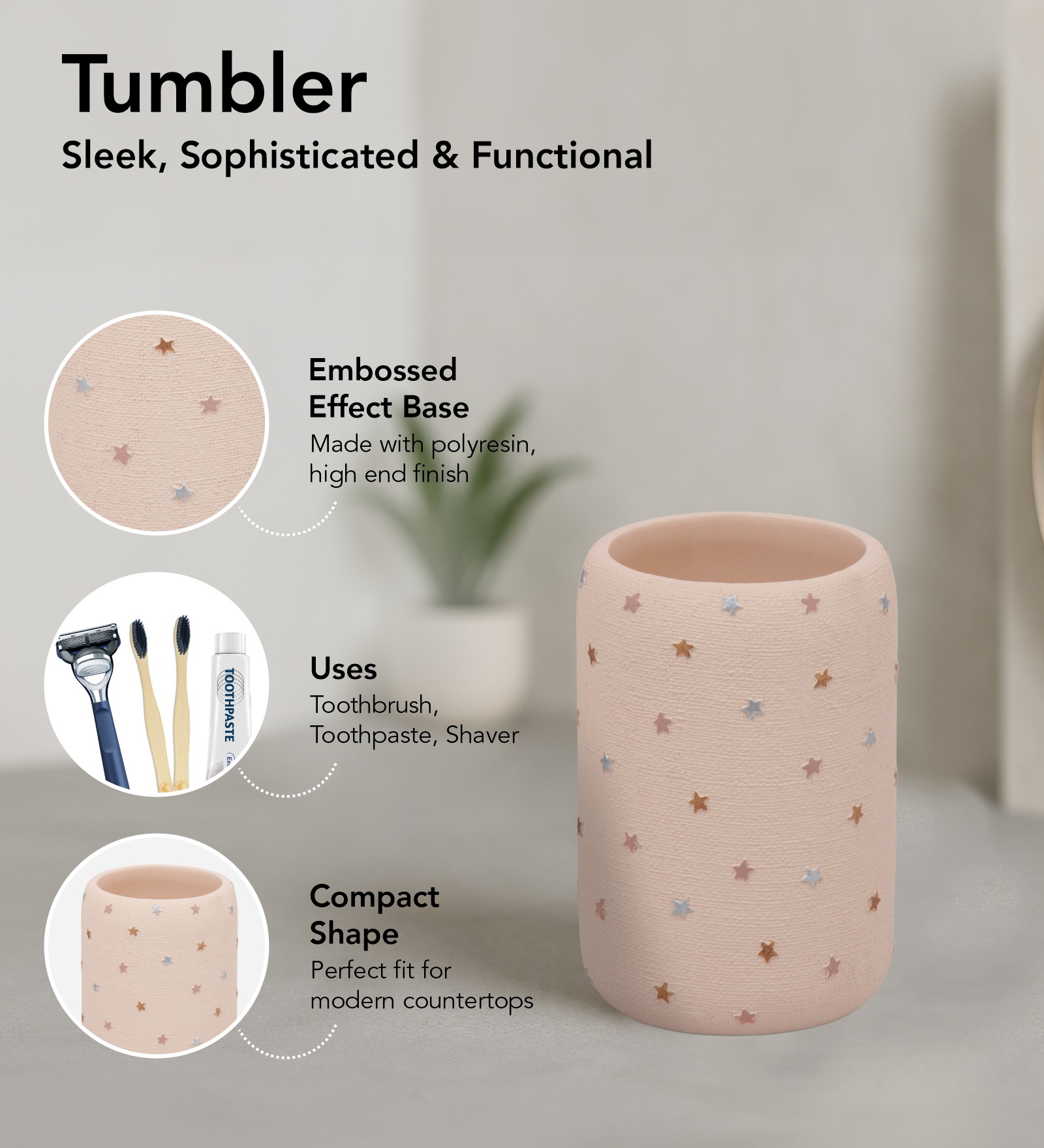 Spaze 2 Polyresin Bath Set Pink