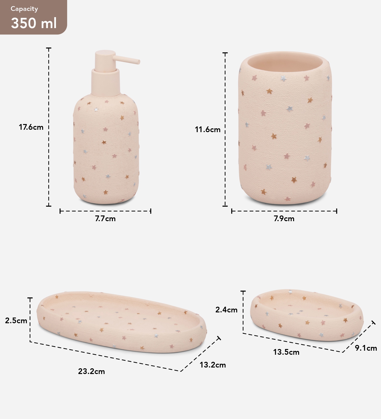 Spaze 2 Polyresin Bath Set Pink