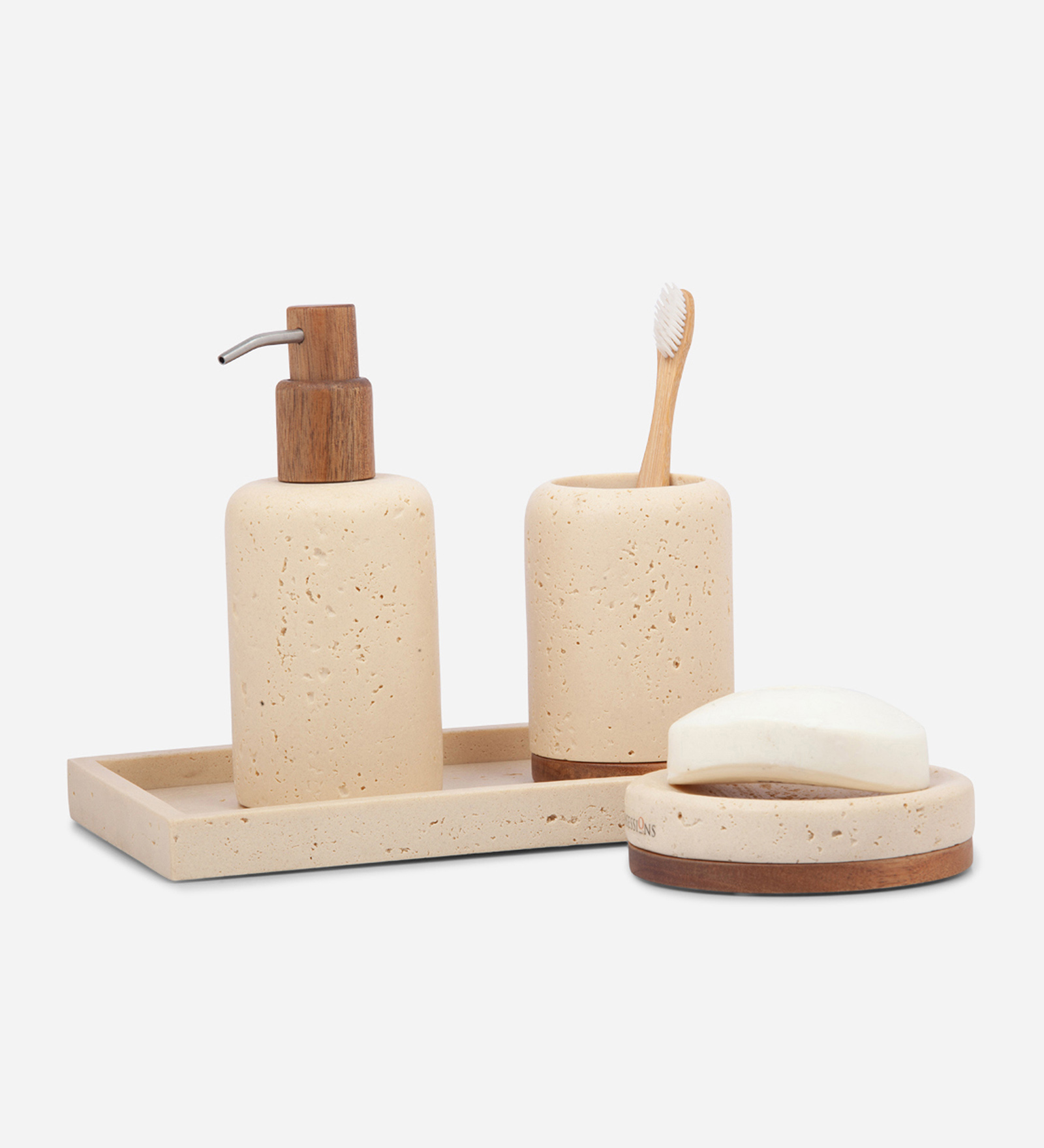 Spaze 2 Polyresin Bath Set Beige