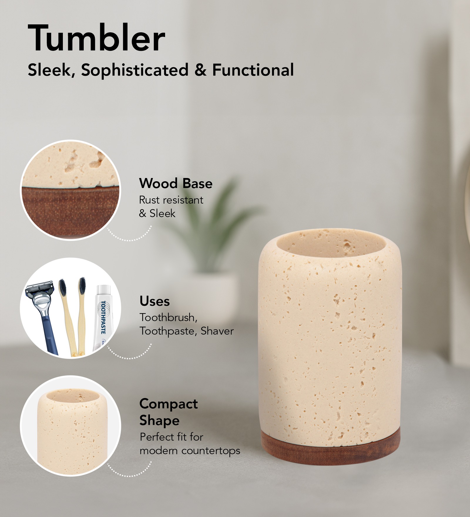 Spaze 2 Polyresin Bath Set Beige