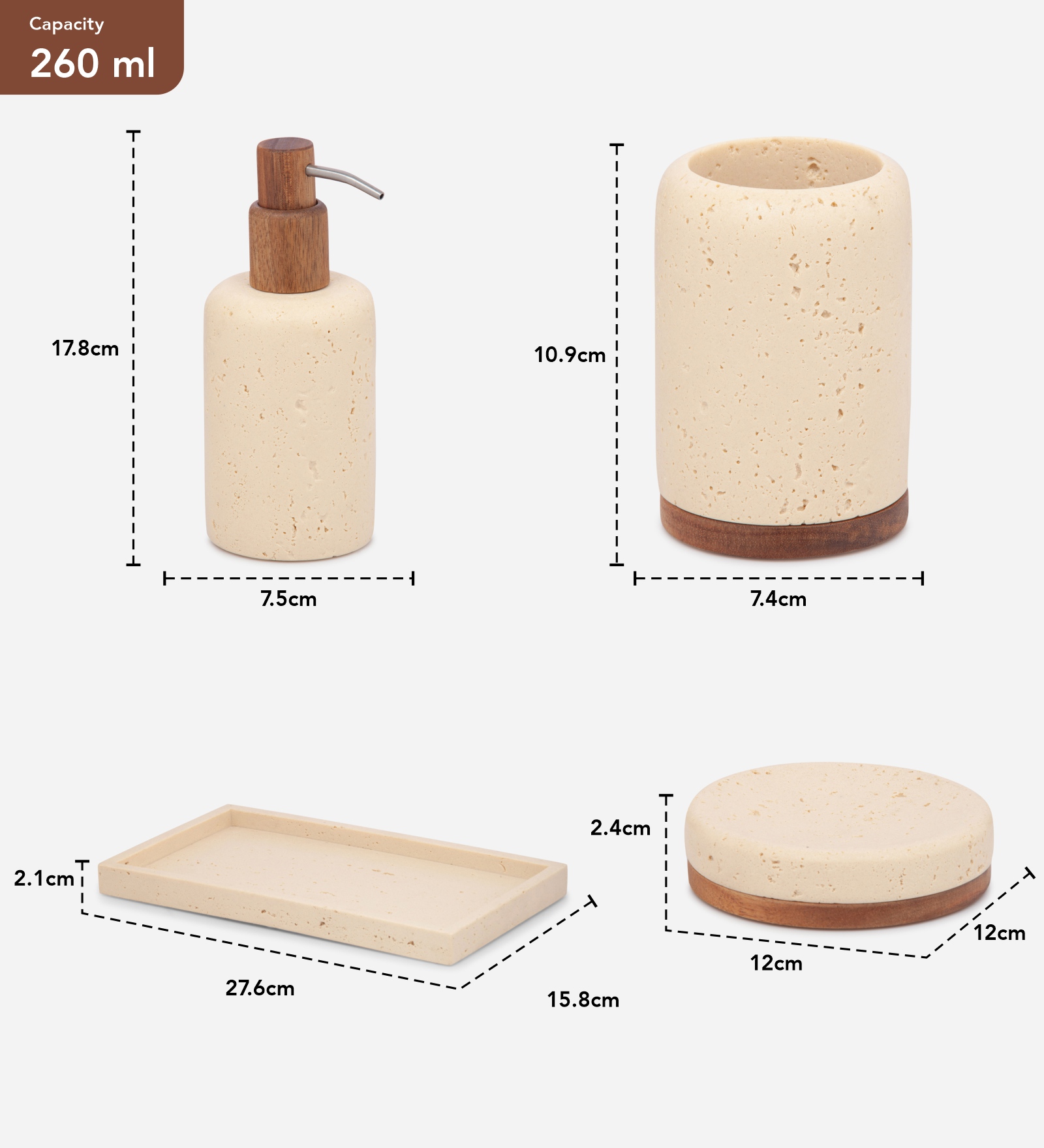 Spaze 2 Polyresin Bath Set Beige