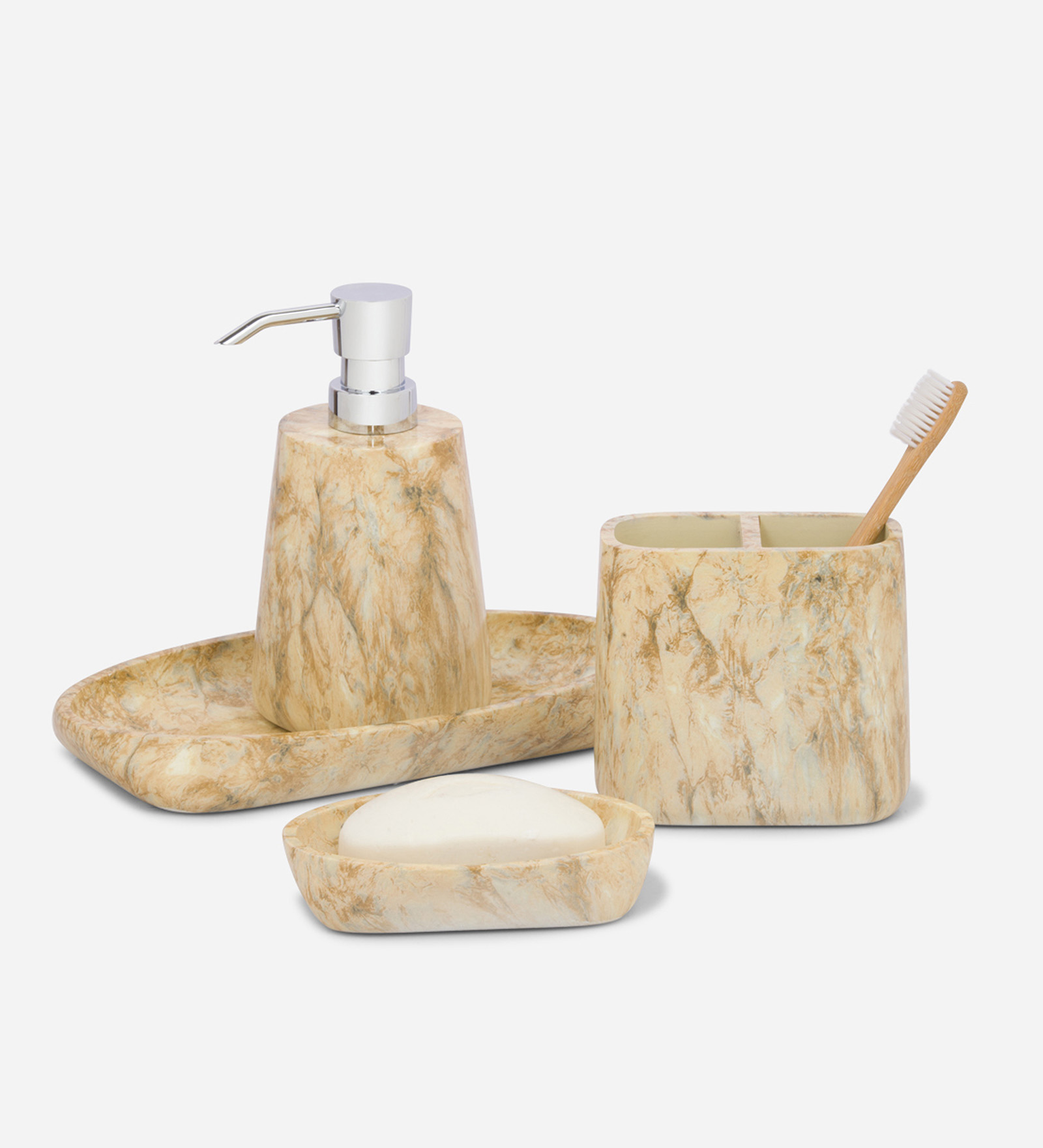 Spaze 2 Polyresin Bath Set Beige and Brown