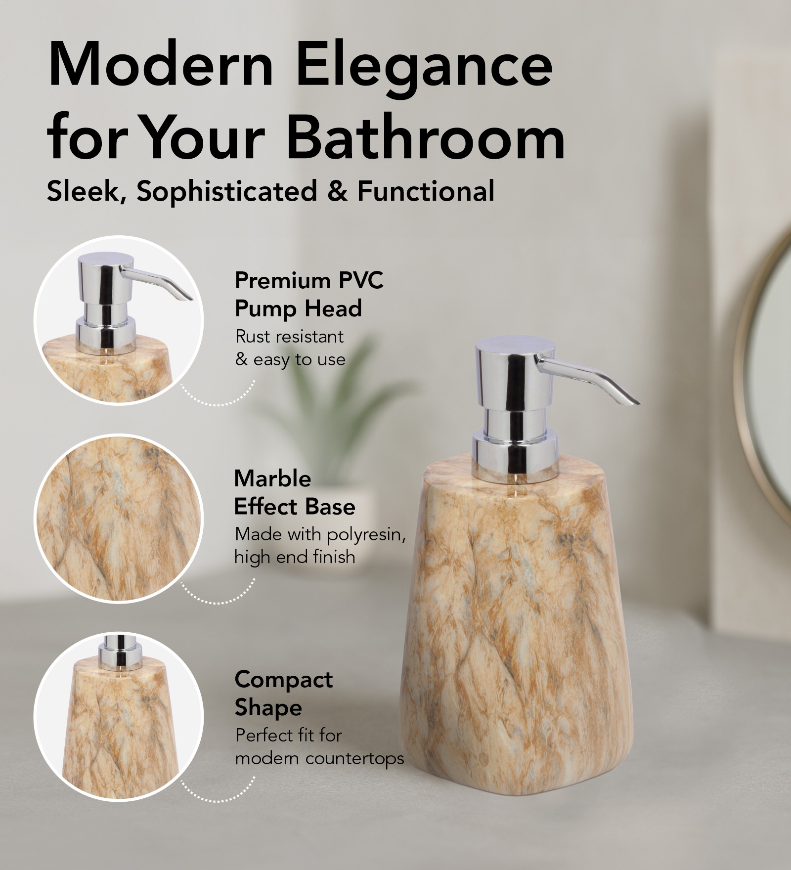 Spaze 2 Polyresin Bath Set Beige and Brown