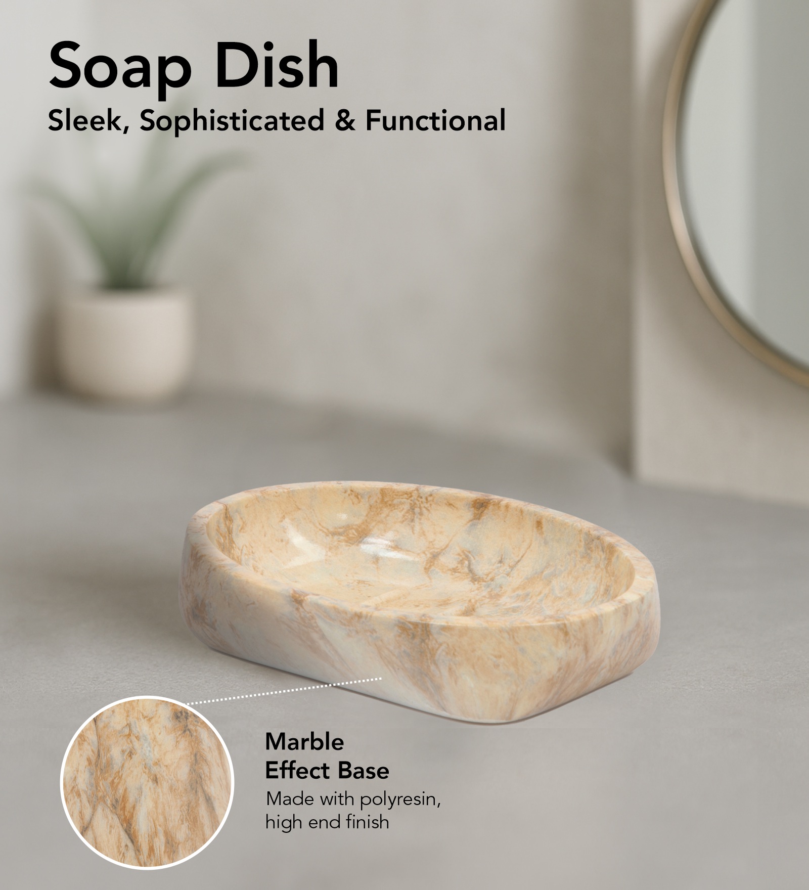 Spaze 2 Polyresin Bath Set Beige and Brown