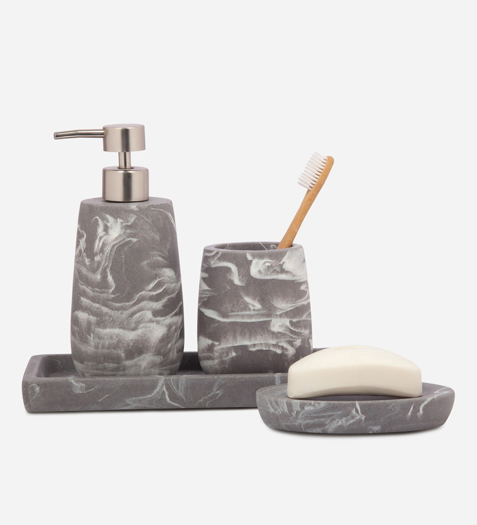 Spaze 2 Polyresin Bath Set Grey