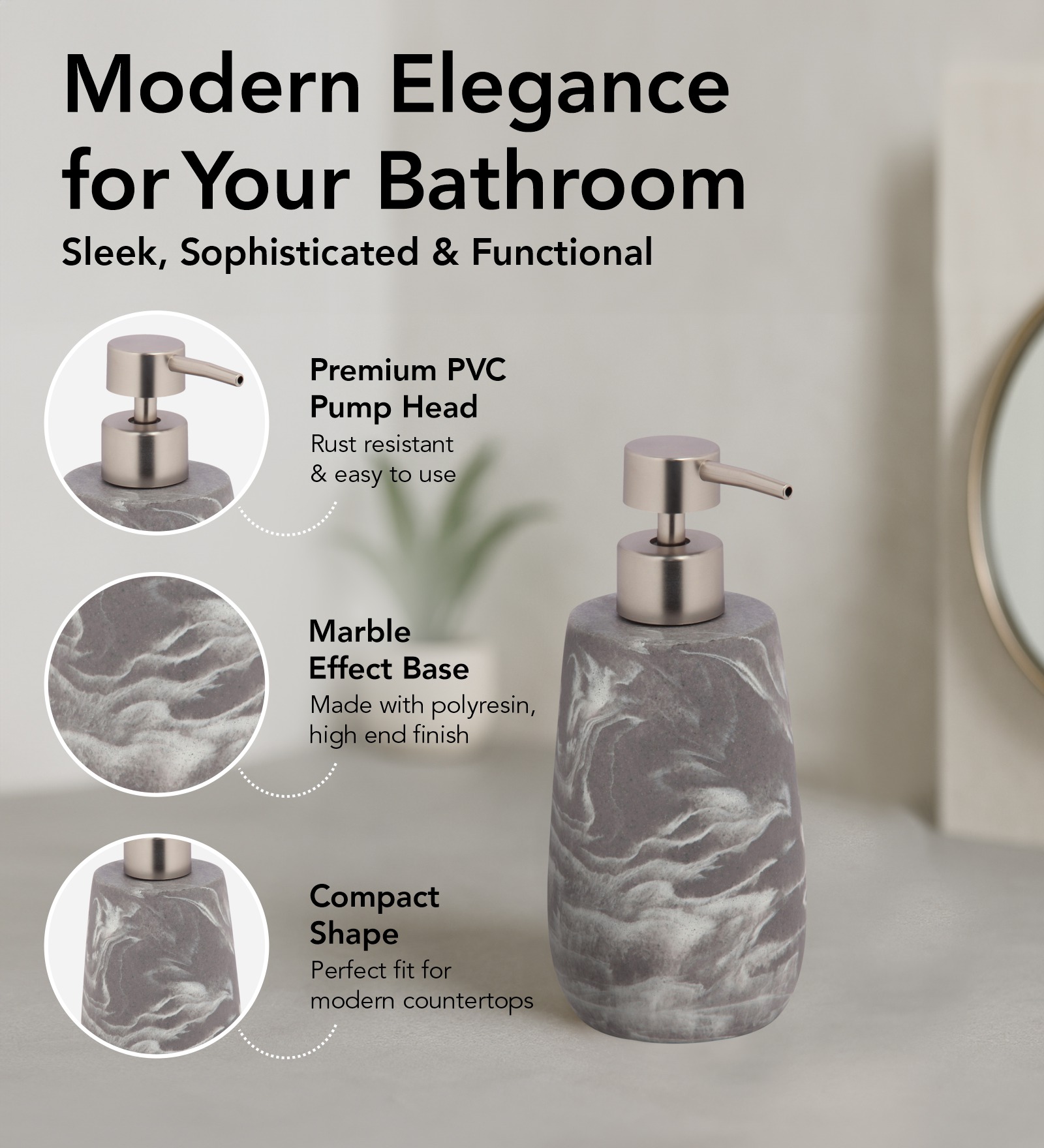 Spaze 2 Polyresin Bath Set Grey