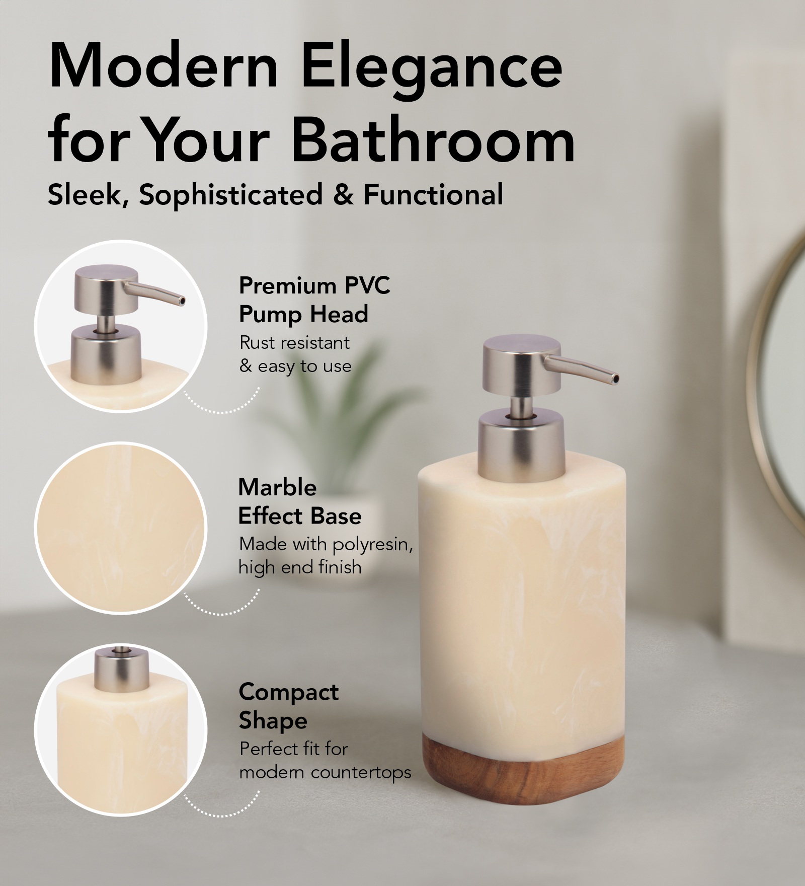 Spaze 2 Polyresin Bath Set Cream and Brown