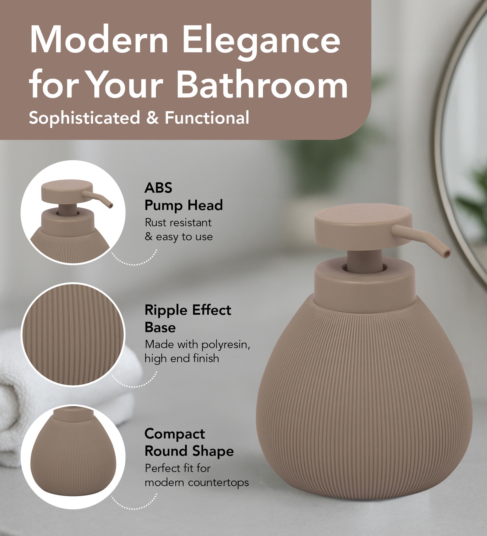 Caddy Polyresin Soap Dispenser Brown