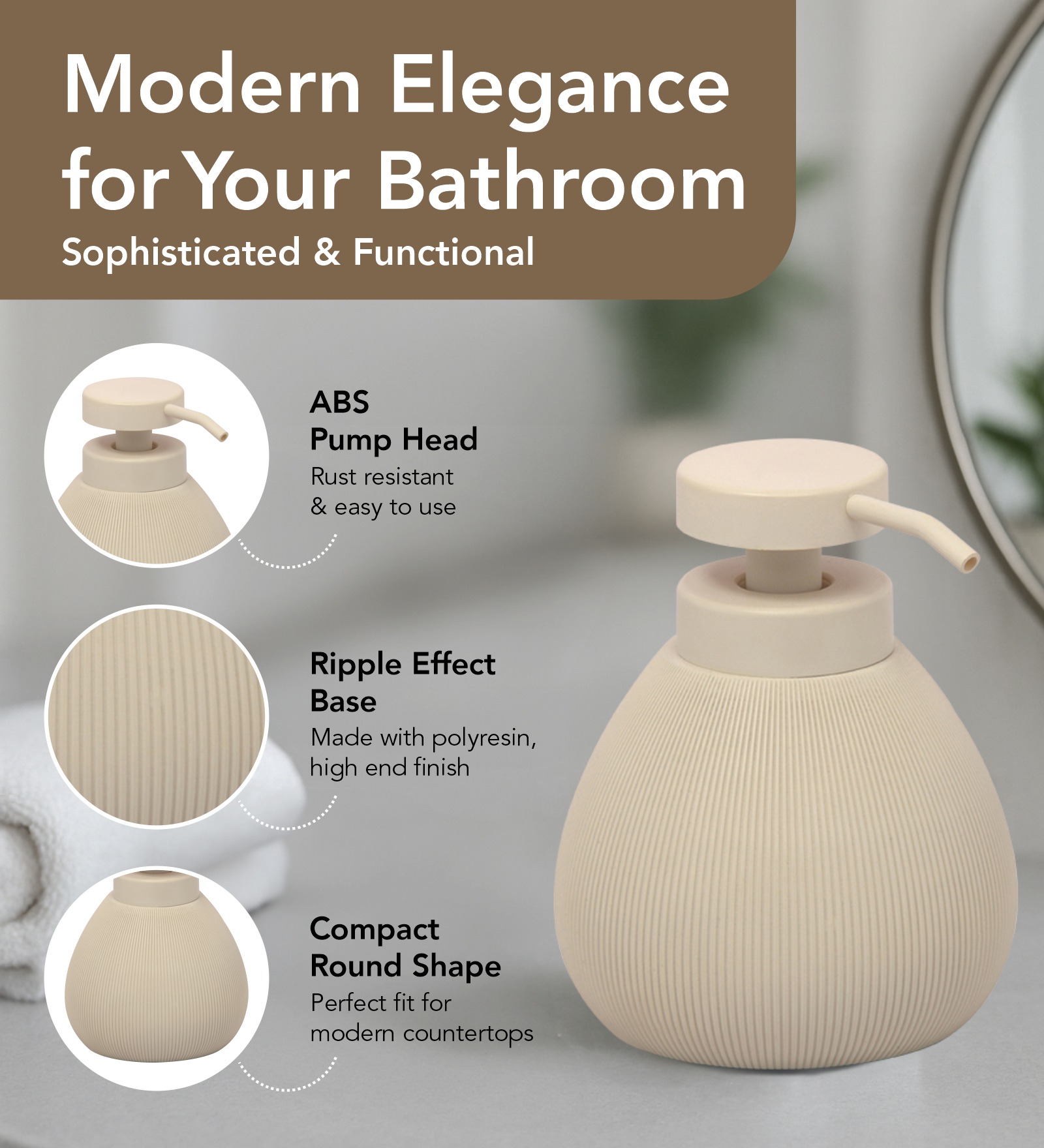 Caddy Polyresin Soap Dispenser Cream