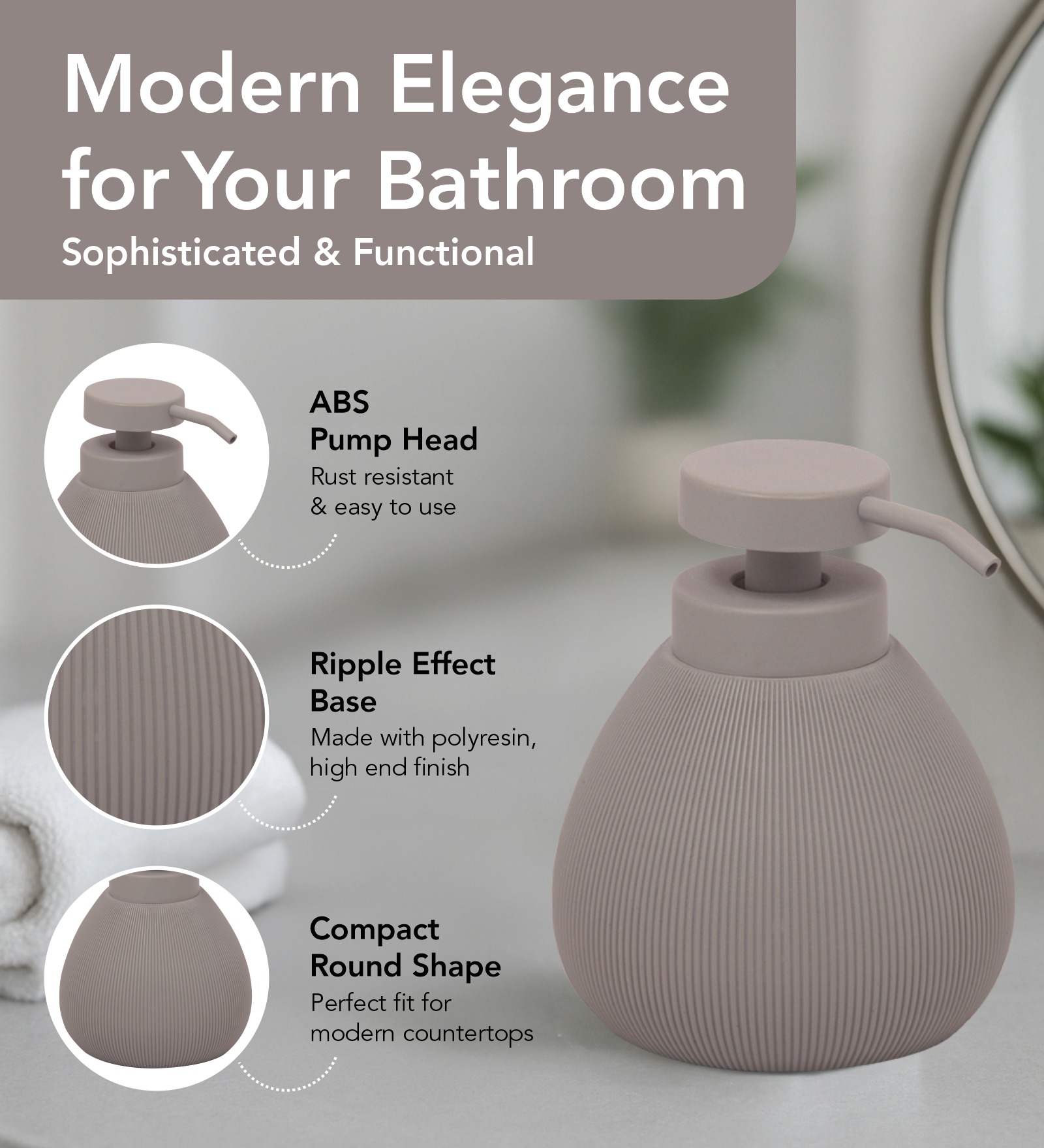 Caddy Polyresin Soap Dispenser Grey