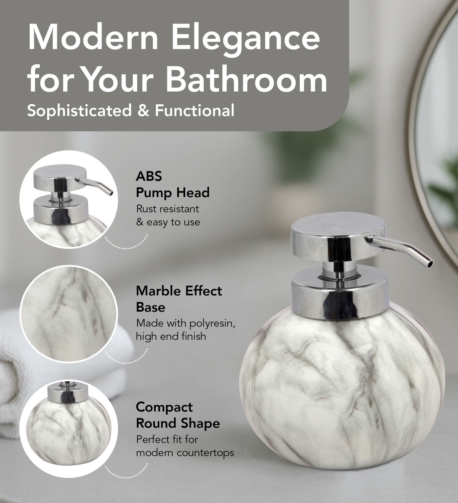 Caddy Polyresin Soap Dispenser White