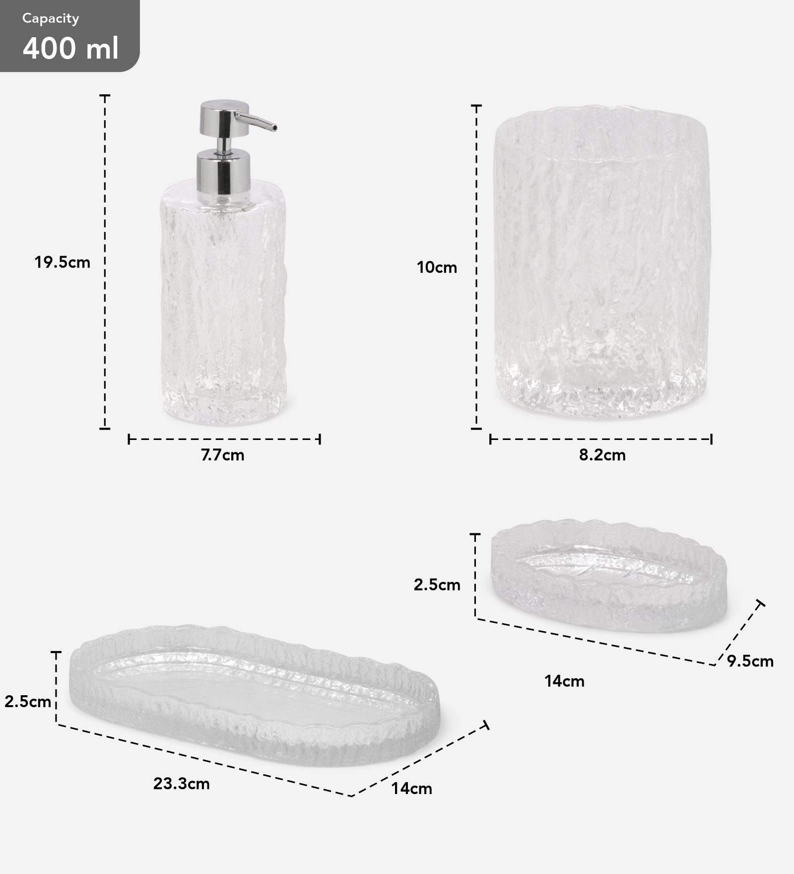 Prism 2 Glass Bath Set Clear