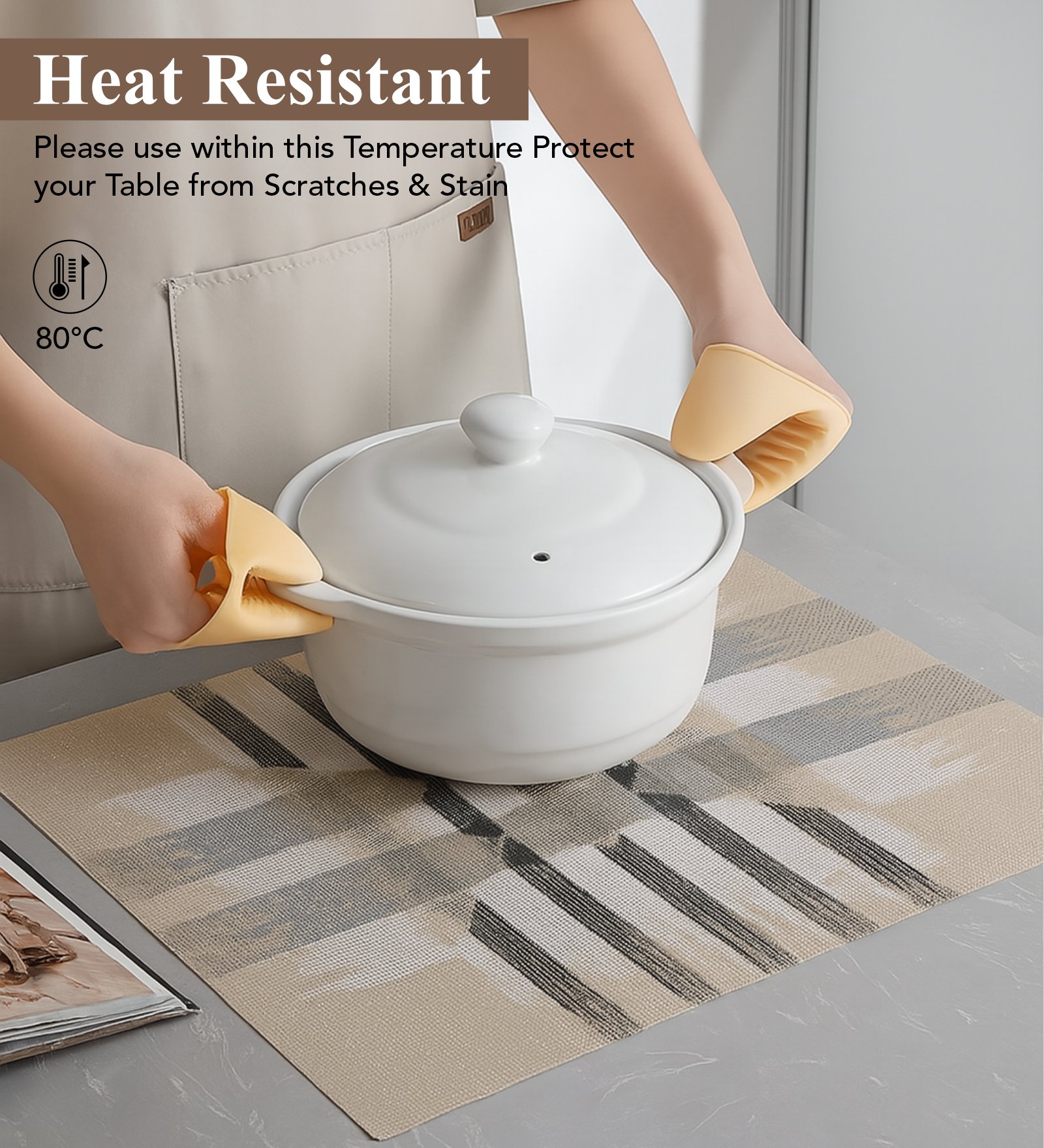 OBSESSIONS Heat Resistant and Washable Table Mat Beige