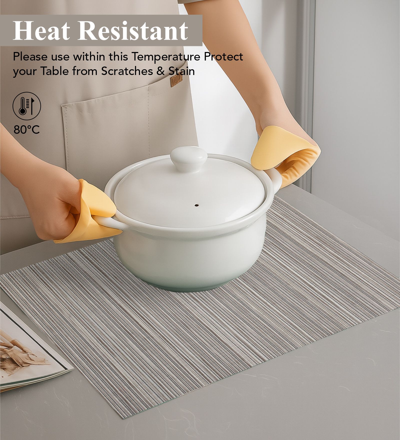 OBSESSIONS Heat Resistant and Washable Table Mat Grey