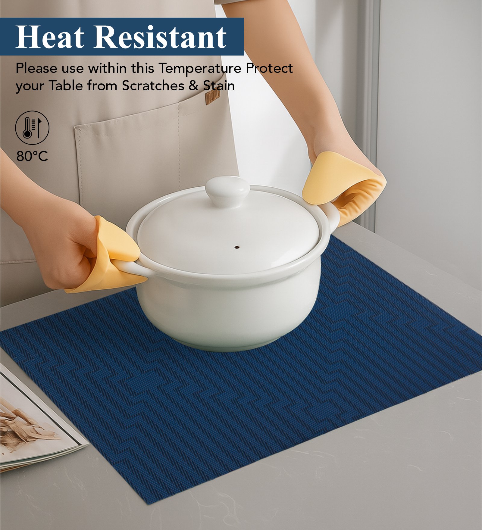 OBSESSIONS Heat Resistant and Washable Table Mat Blue