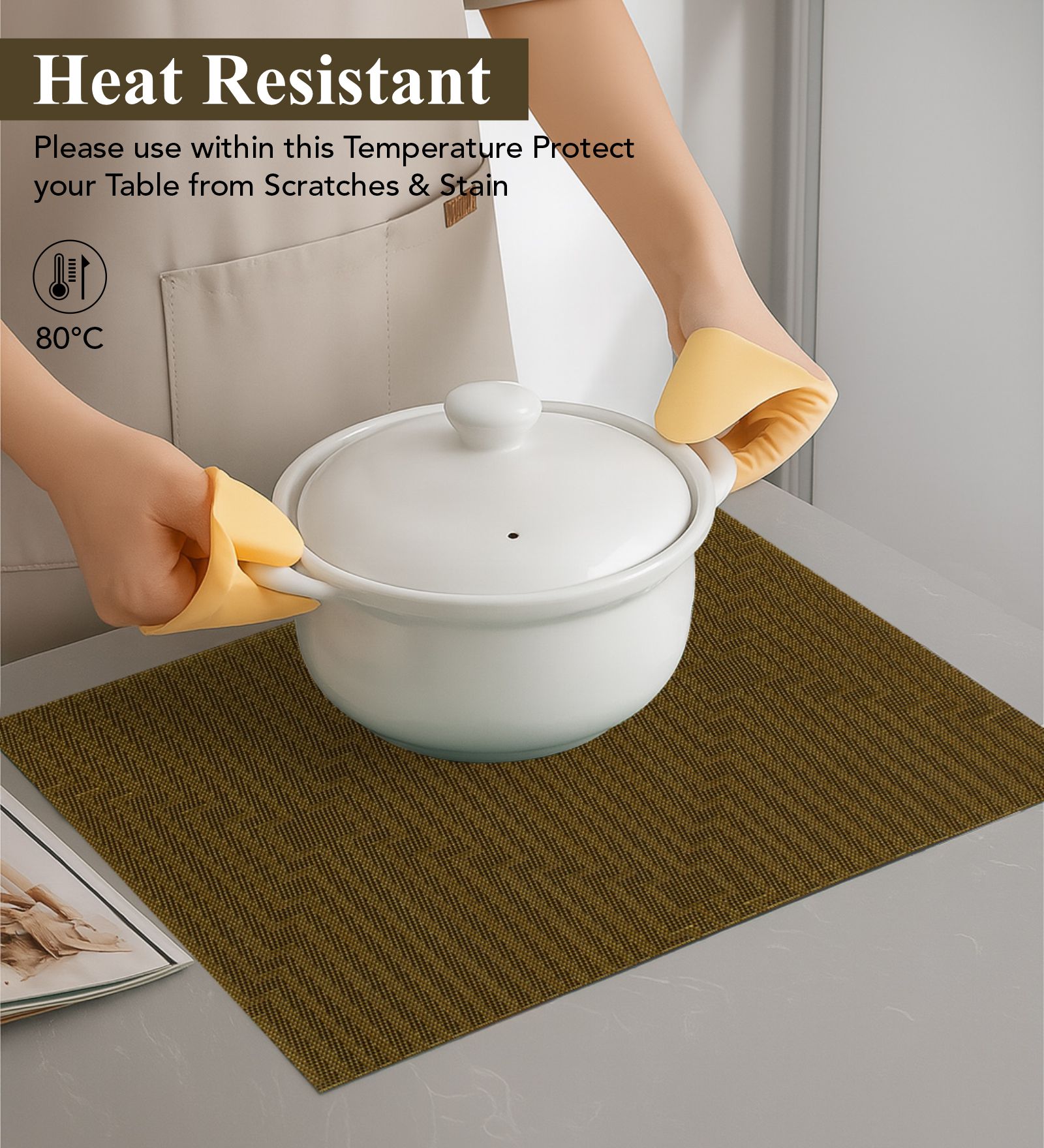 OBSESSIONS Heat Resistant and Washable Table Mat Copper