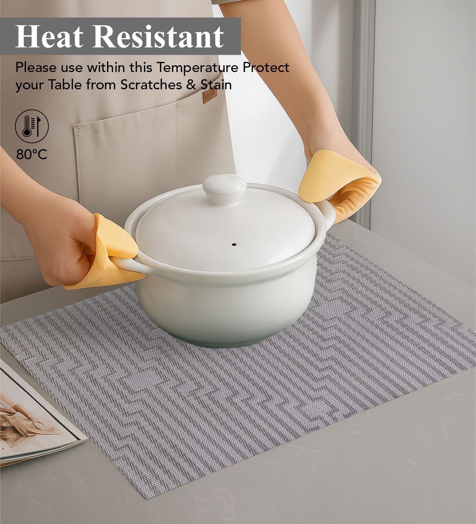 OBSESSIONS Heat Resistant and Washable Table Mat Grey