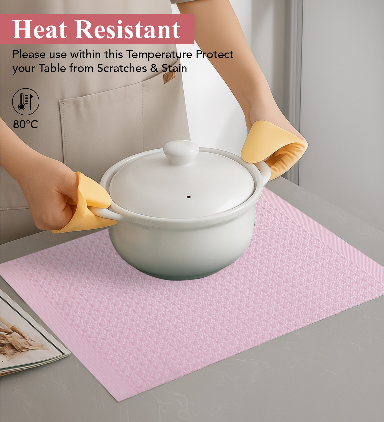 OBSESSIONS Heat Resistant and Washable Table Mat Pink