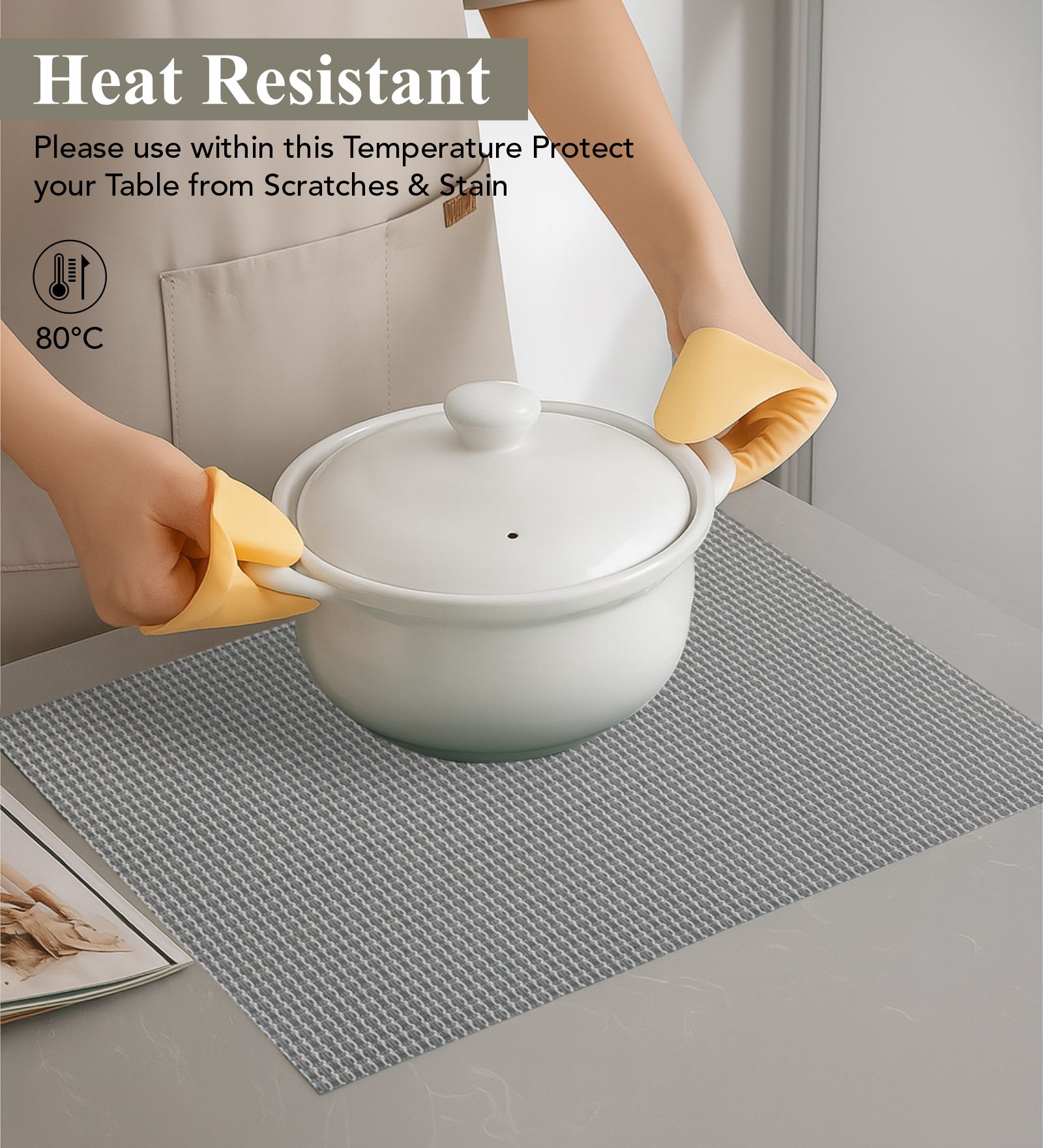 OBSESSIONS Heat Resistant and Washable Table Mat Grey