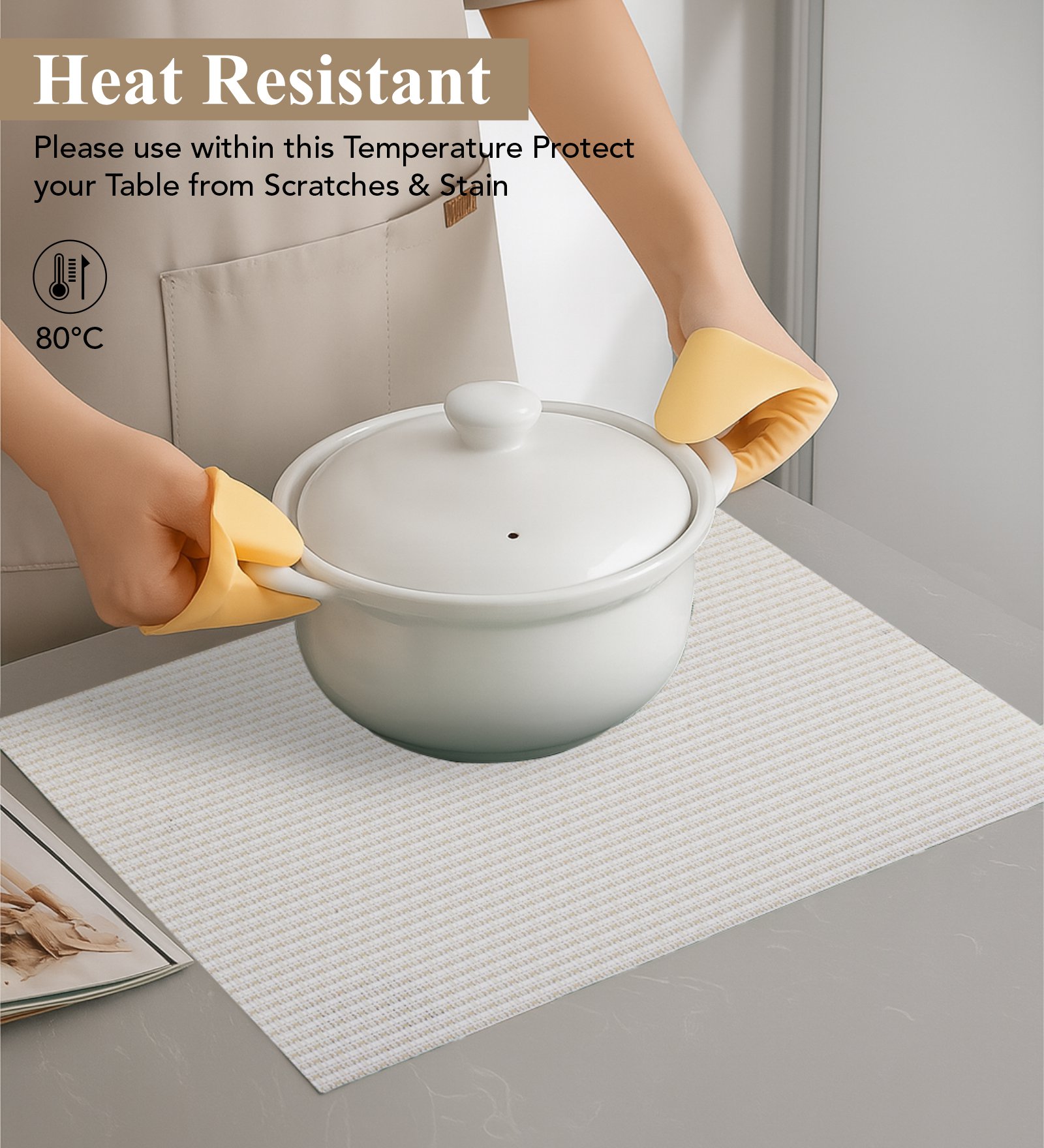 OBSESSIONS Heat Resistant and Washable Table Mat Cream
