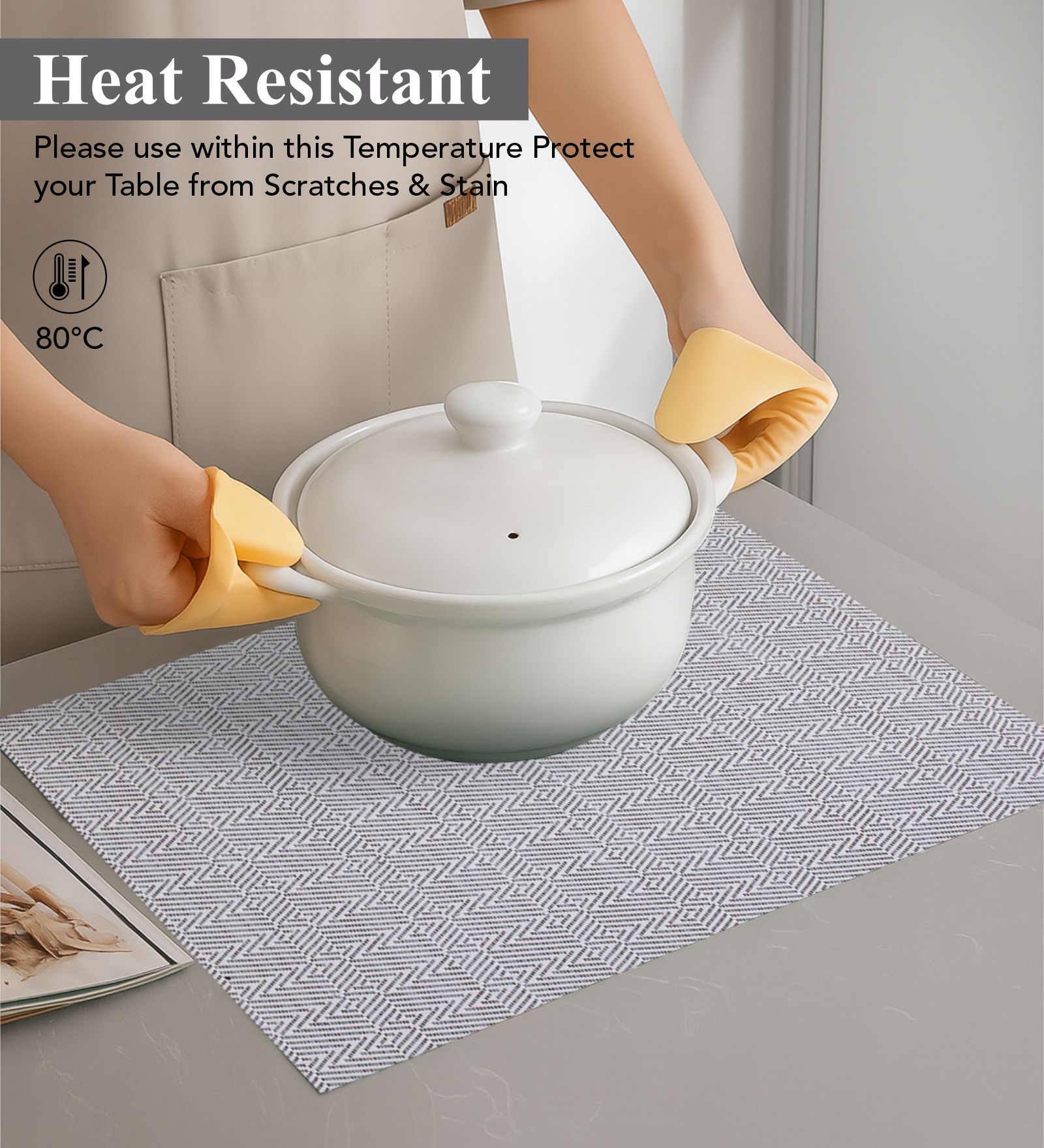 OBSESSIONS Heat Resistant and Washable Table Mat Light Grey