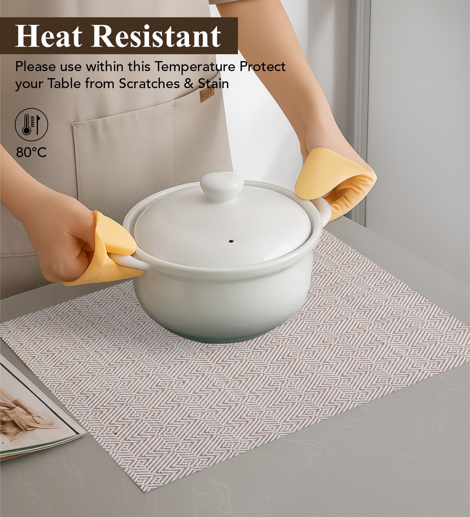 OBSESSIONS Heat Resistant and Washable Table Mat Beige
