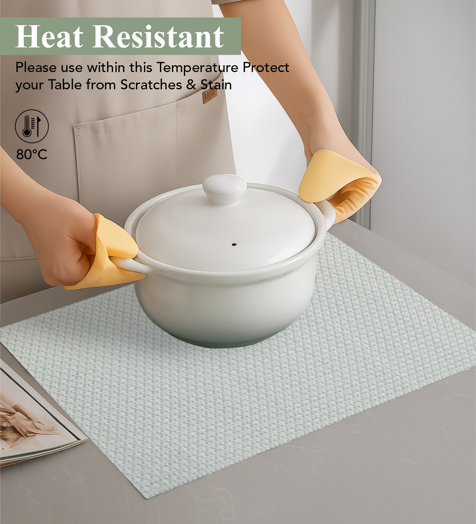 OBSESSIONS Heat Resistant and Washable Table Mat Light Green
