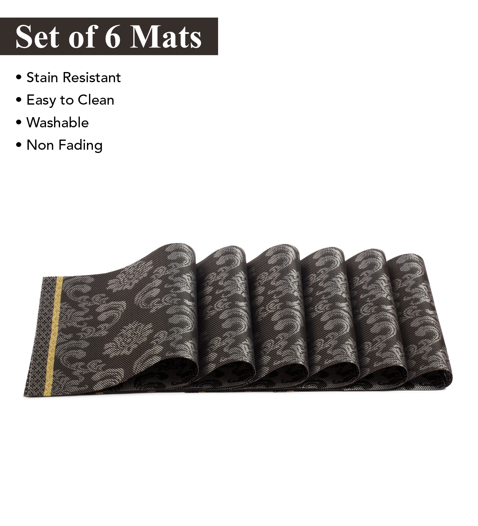 OBSESSIONS Heat Resistant and Washable Table Mat Black