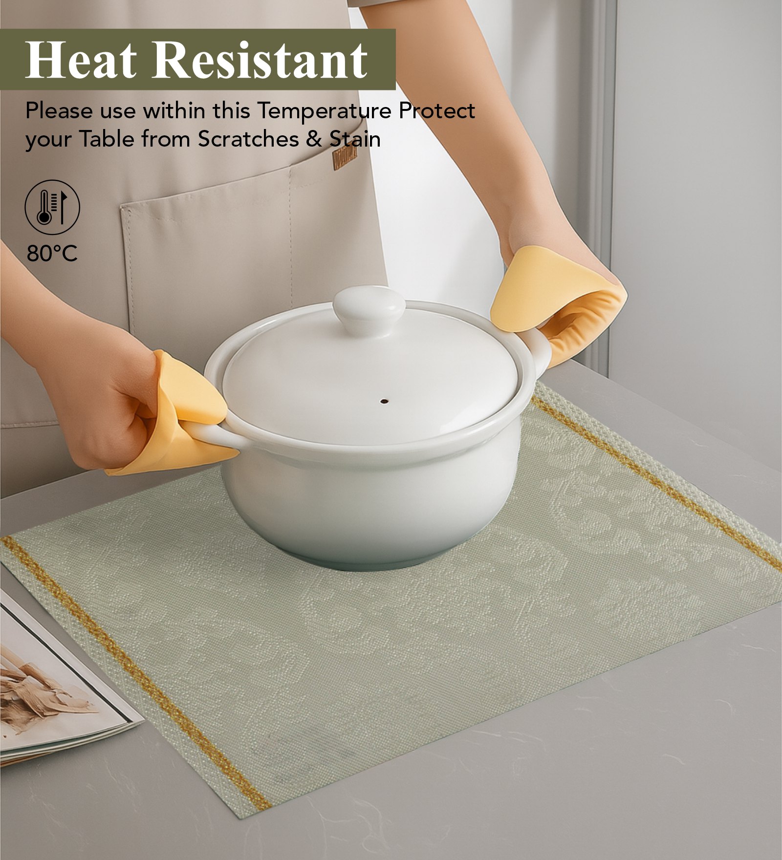 OBSESSIONS Heat Resistant and Washable Table Mat Sage