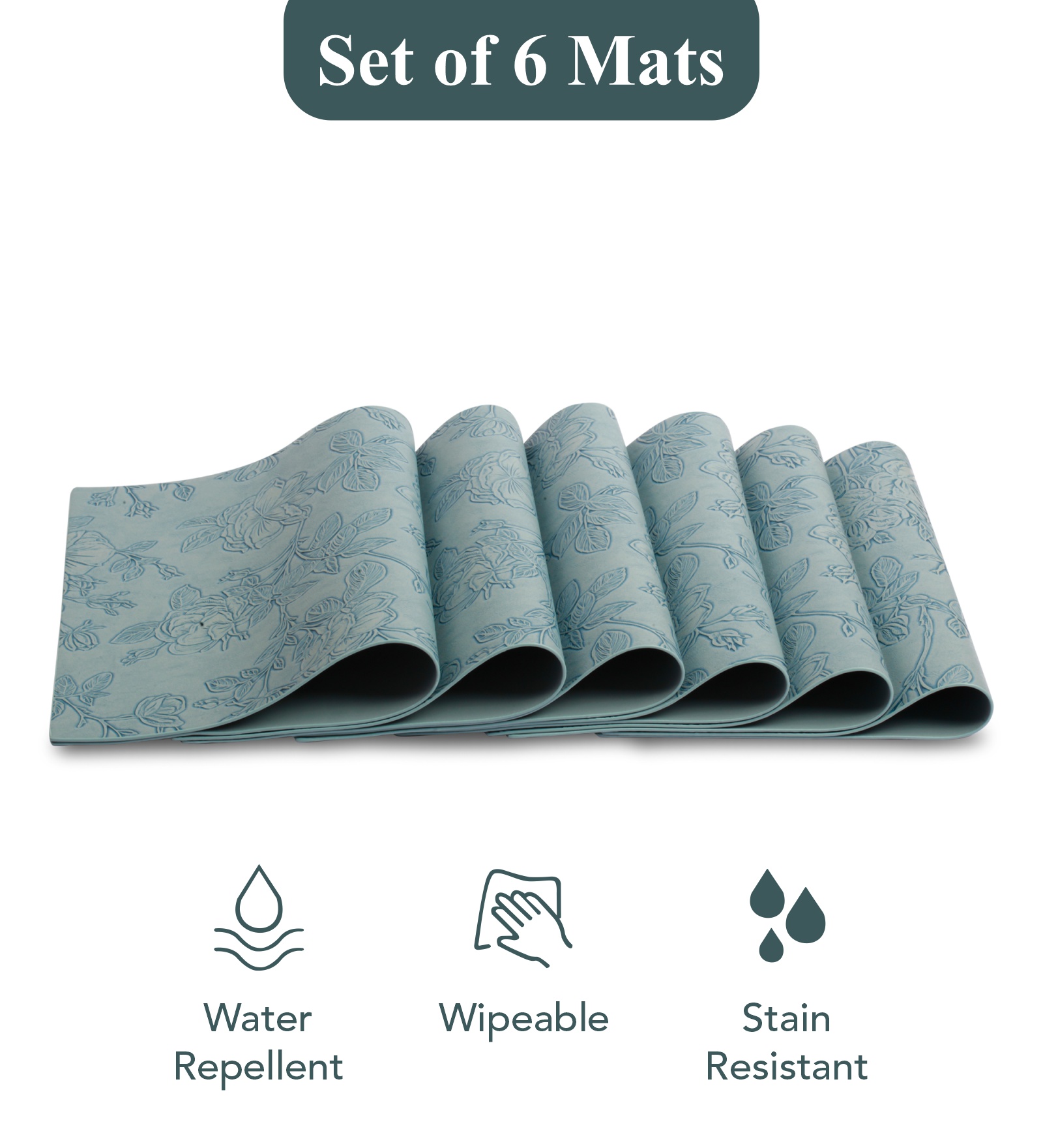 Canvas Solid Dining Table Mat Blue