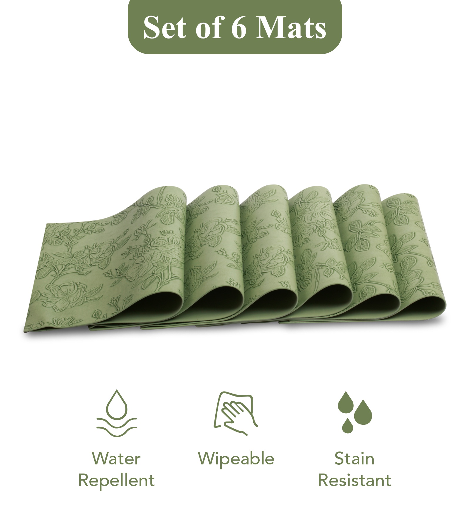 Canvas Solid Dining Table Mat Green