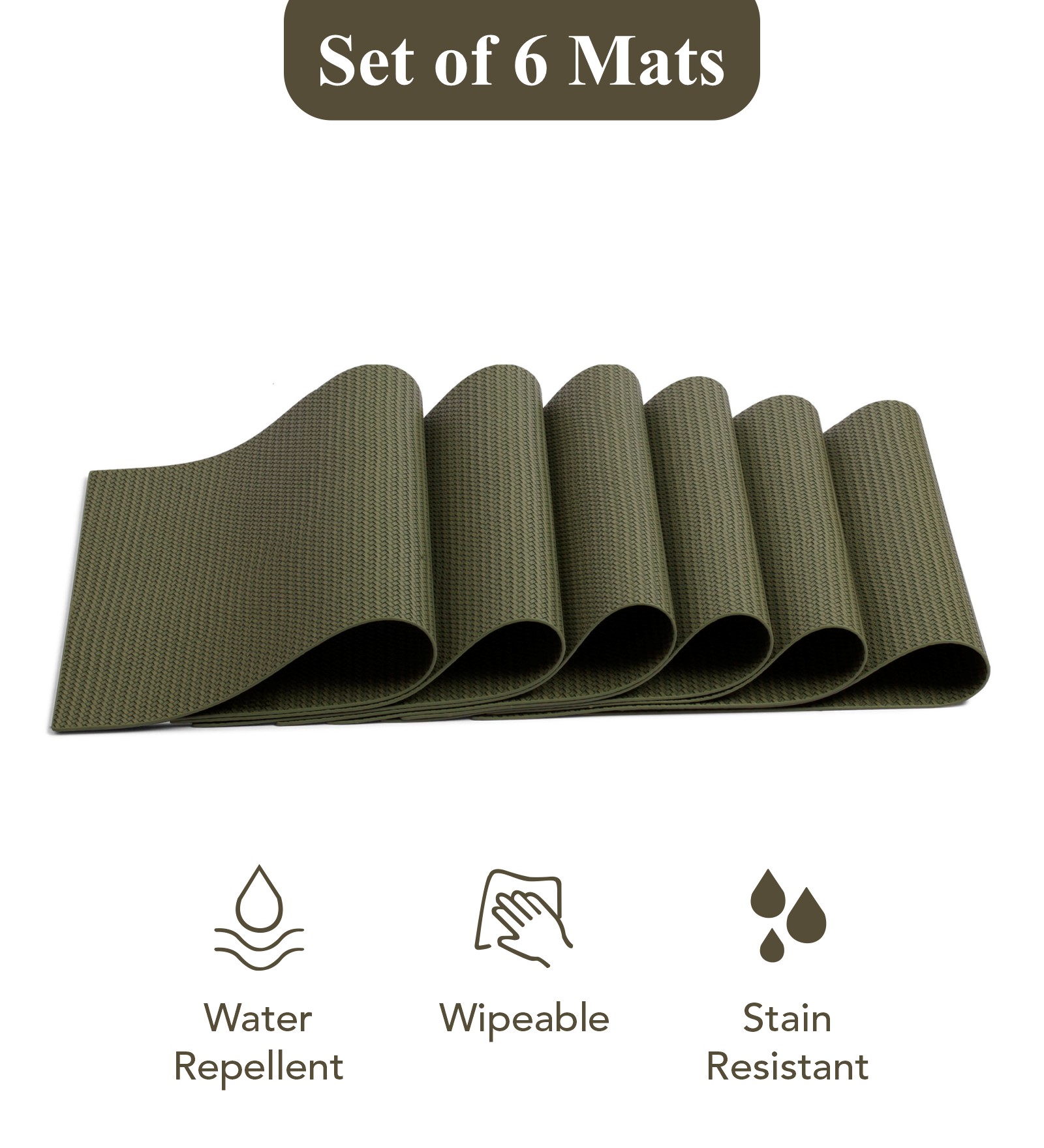 Canvas Solid Dining Table Mat Olive