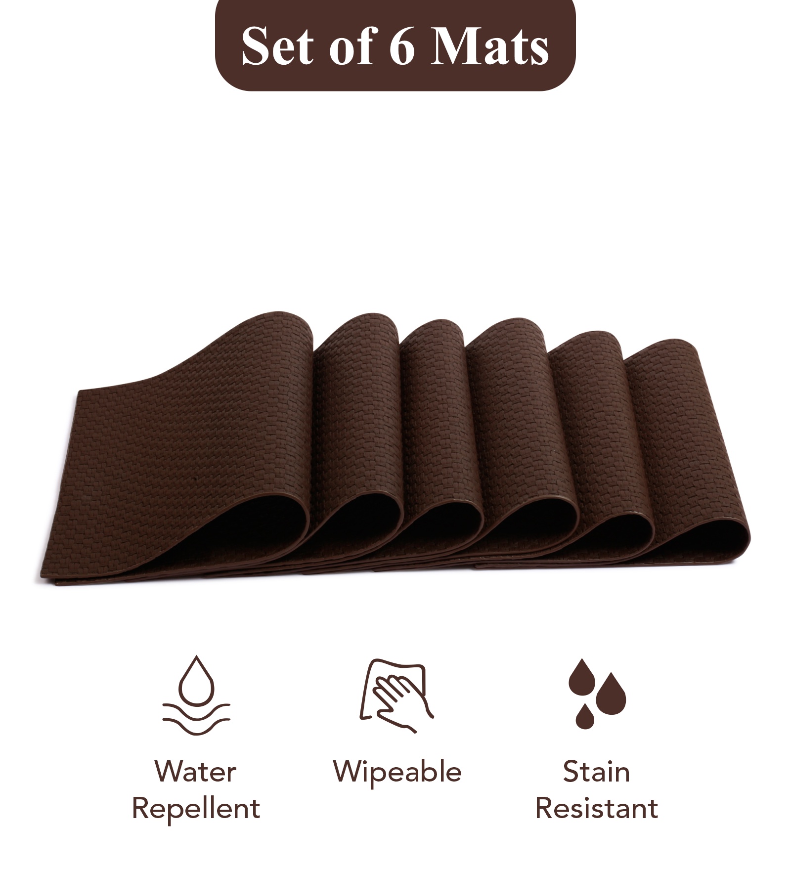 Canvas Solid Dining Table Mat Dark Brown