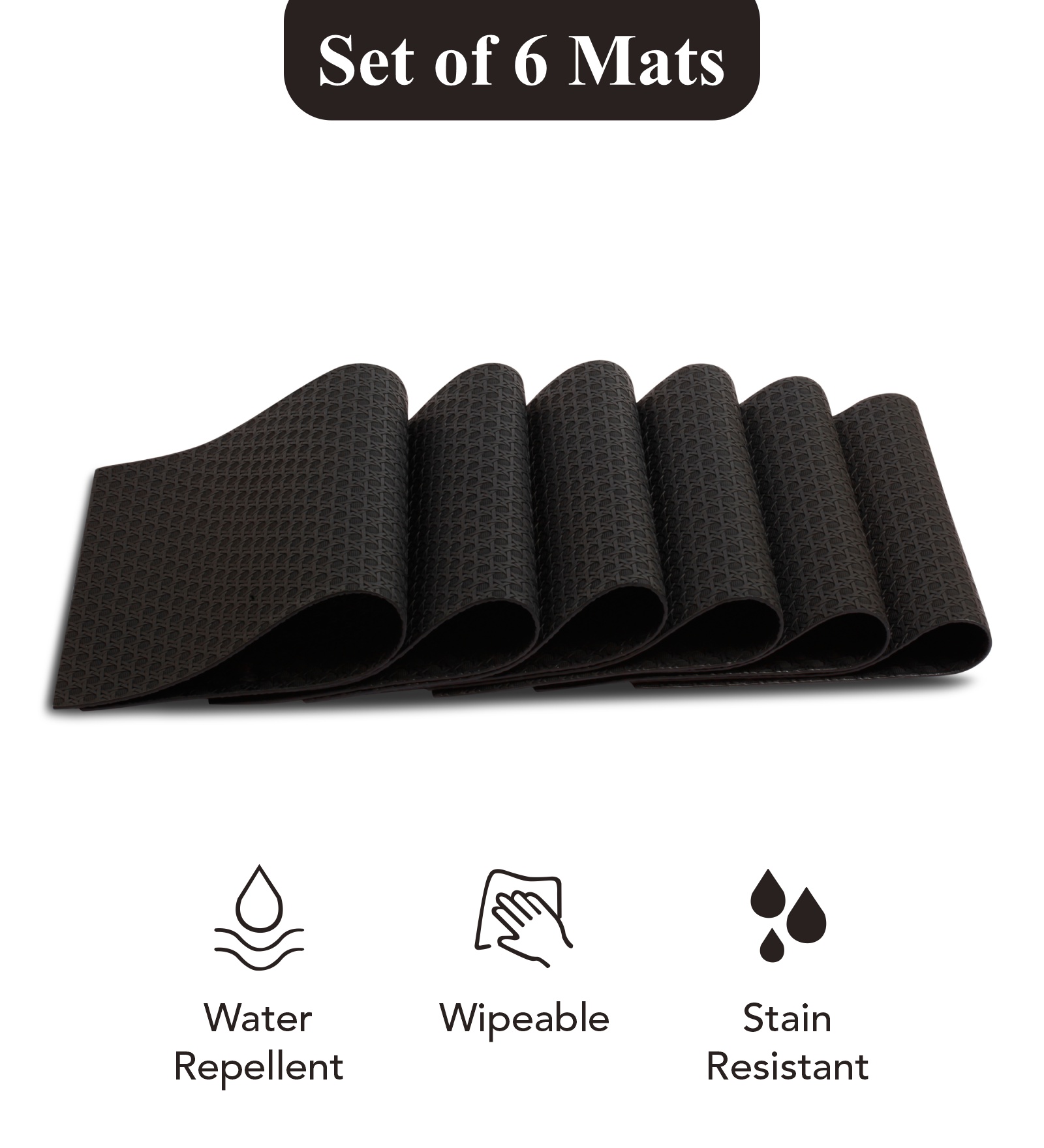 Canvas Solid Dining Table Mat Black