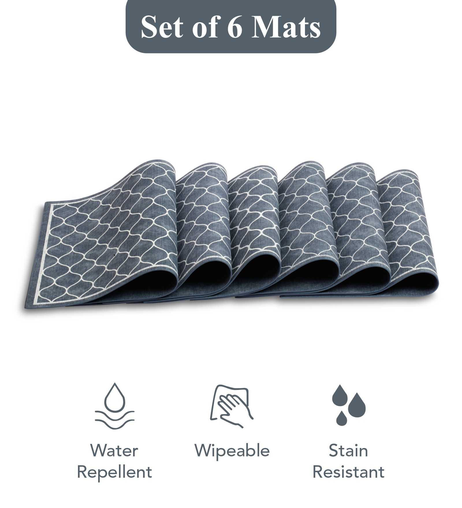 Canvas Solid Dining Table Mat Grey